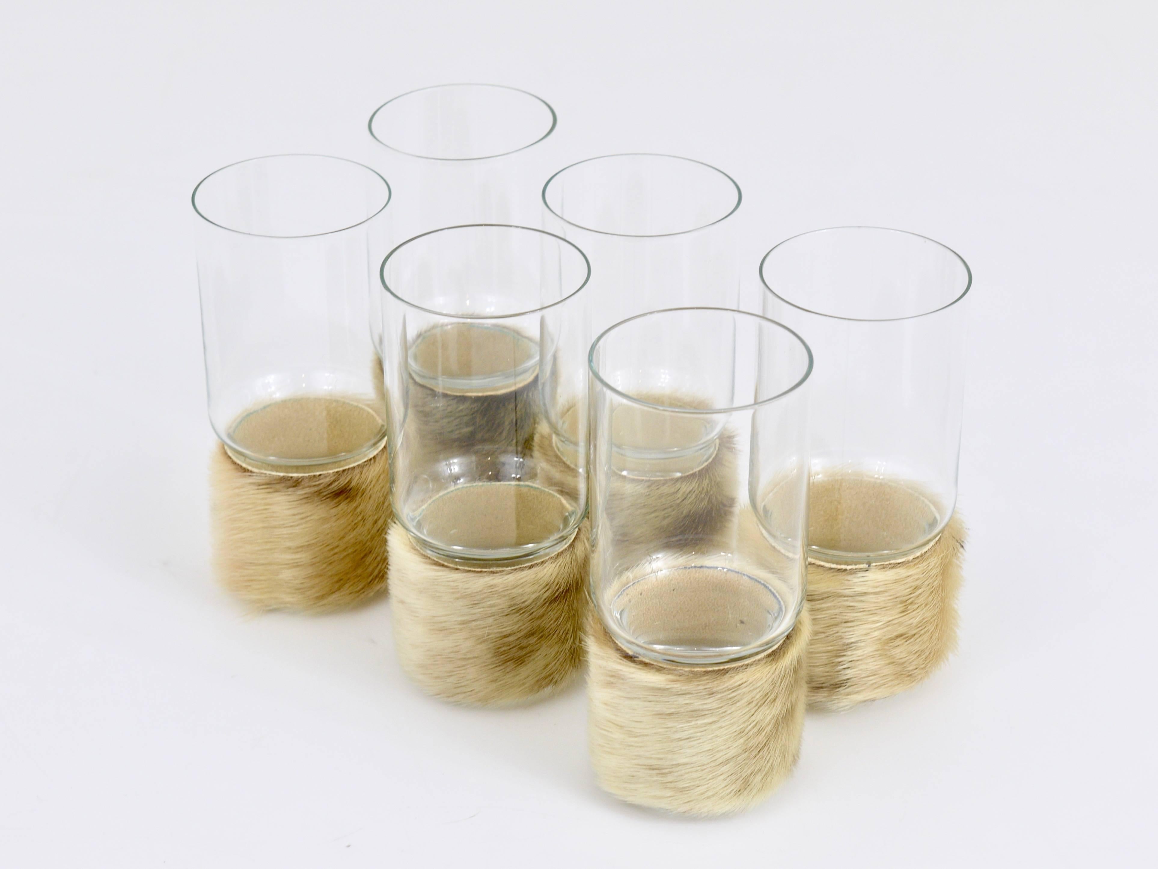 Six Unused Mid-Century Fur Glasses, Boxed, Austria, 1950s In Excellent Condition In Vienna, AT