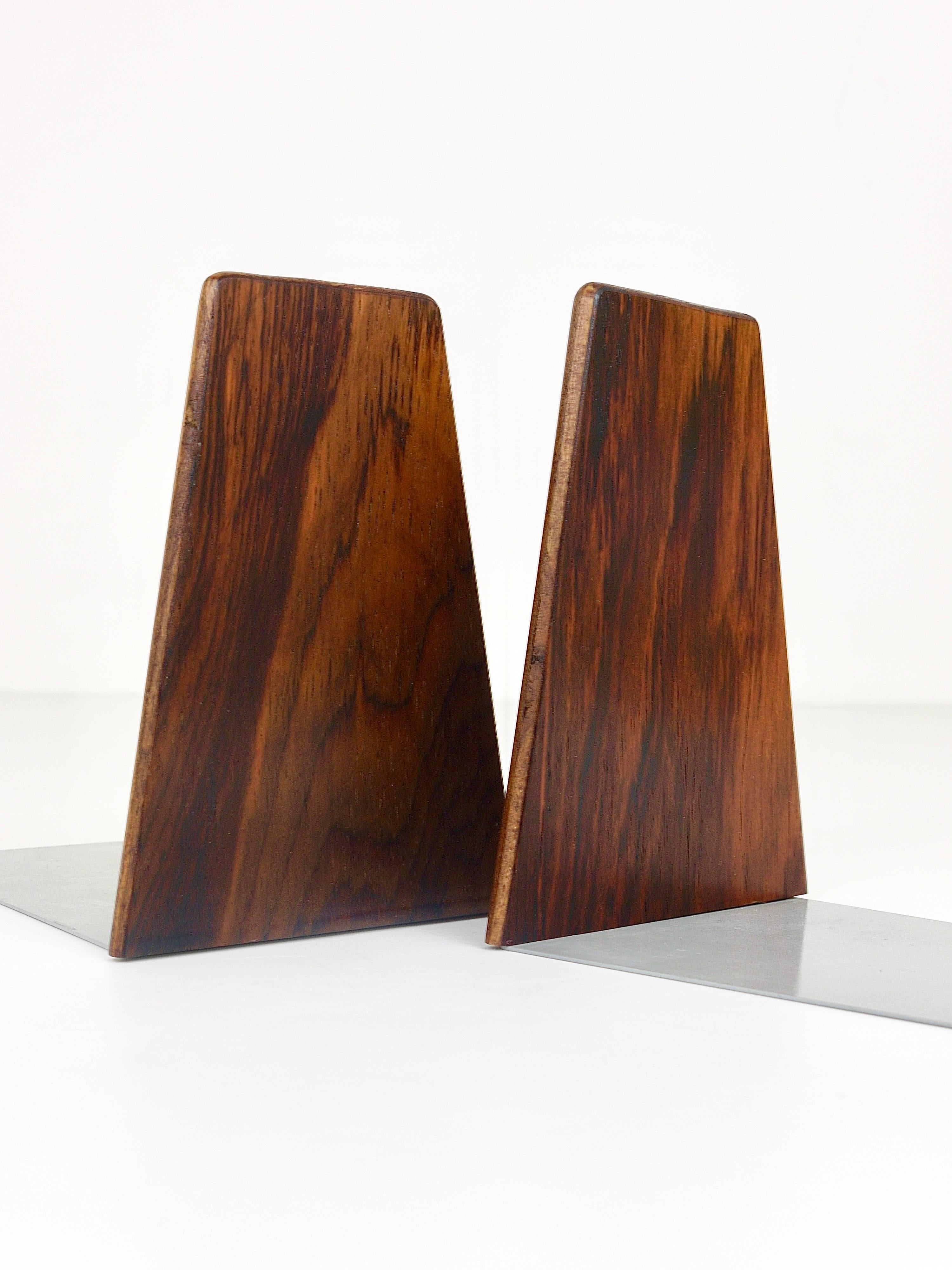 Pair Kai Kristiansen Danish Modern Metal & Wood Bookends, Denmark, 1960s In Good Condition For Sale In Vienna, AT