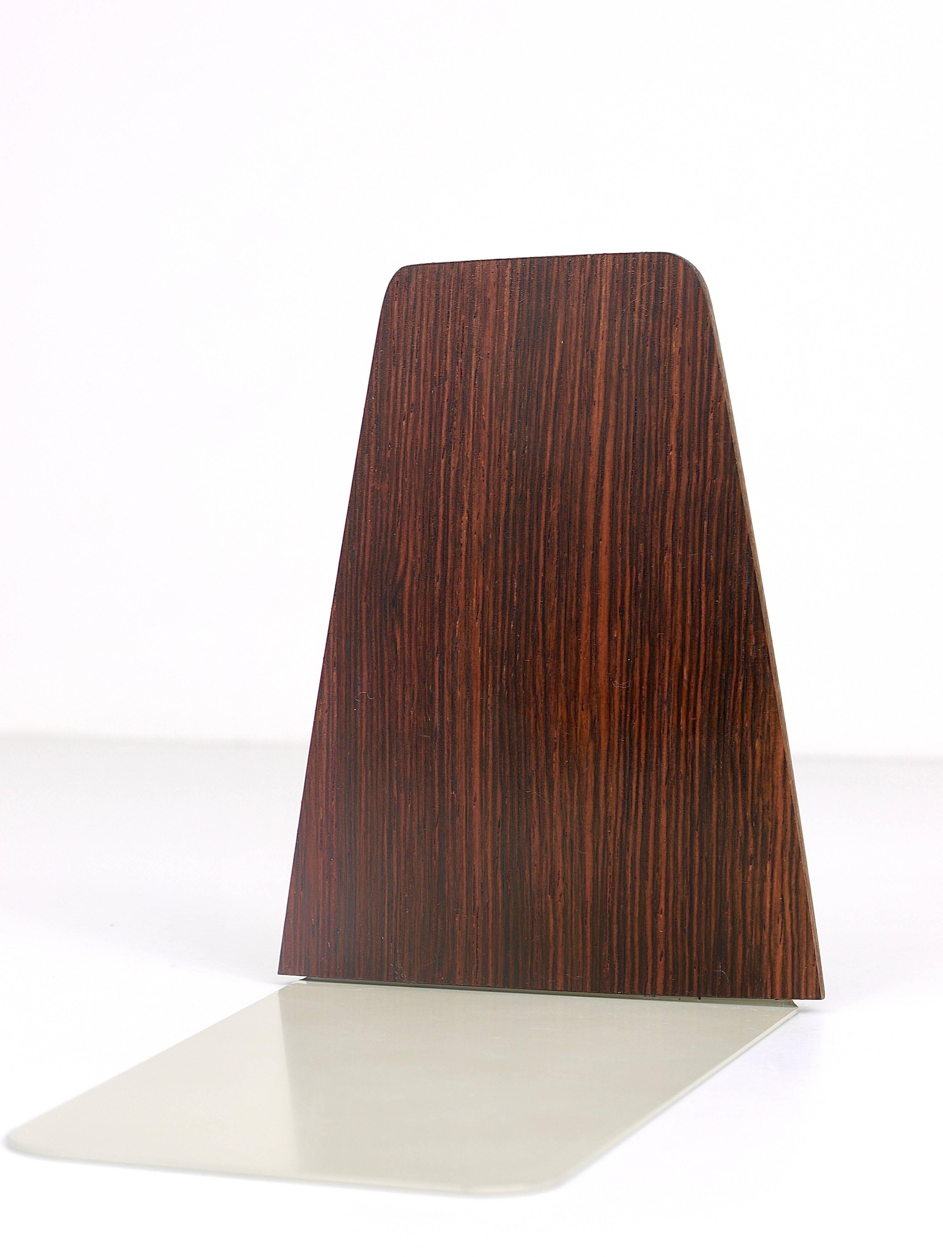Three Danish Modern Rosewood and Metal Book Ends, Denmark, 1960s 1