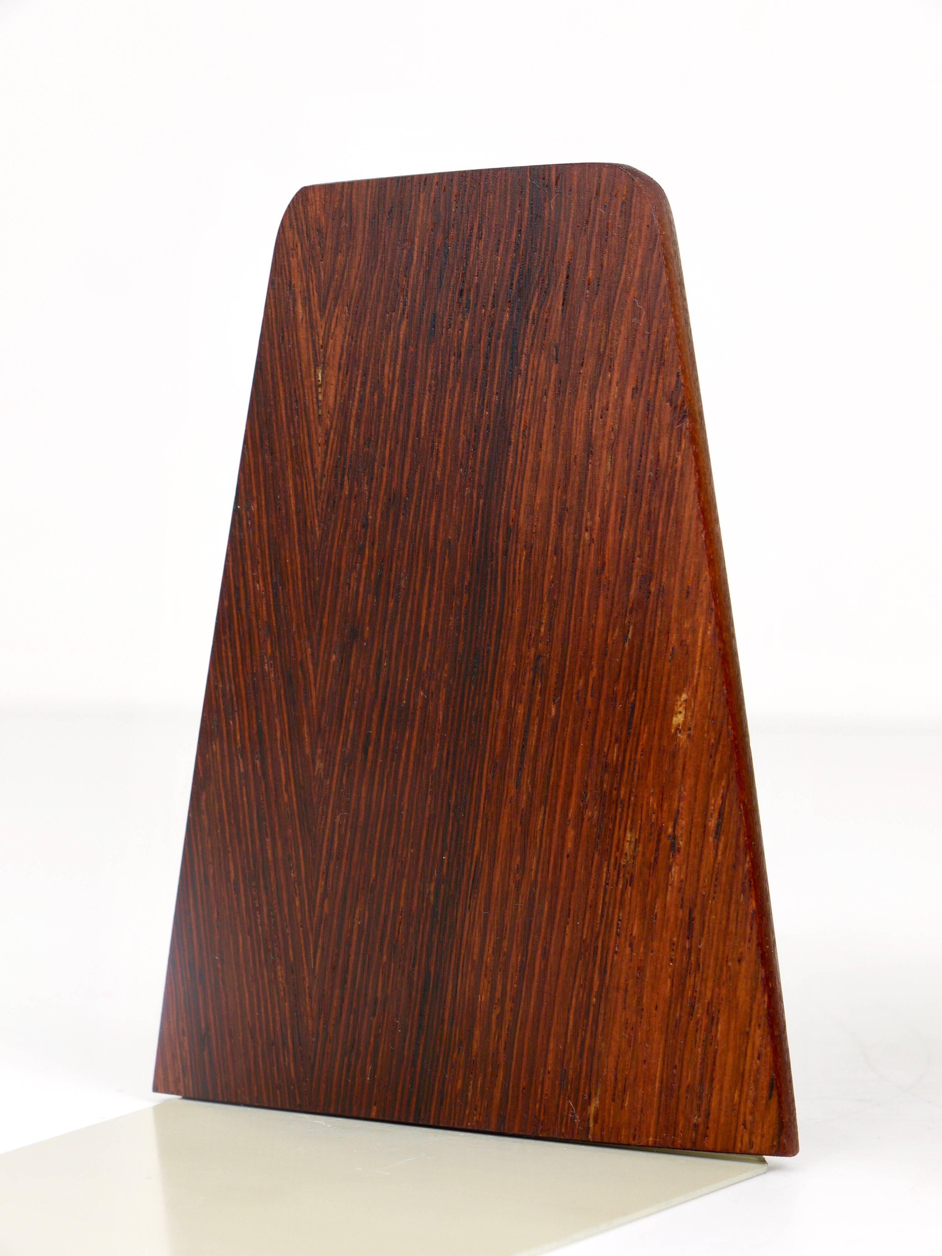 Three Danish Modern Rosewood and Metal Book Ends, Denmark, 1960s 4