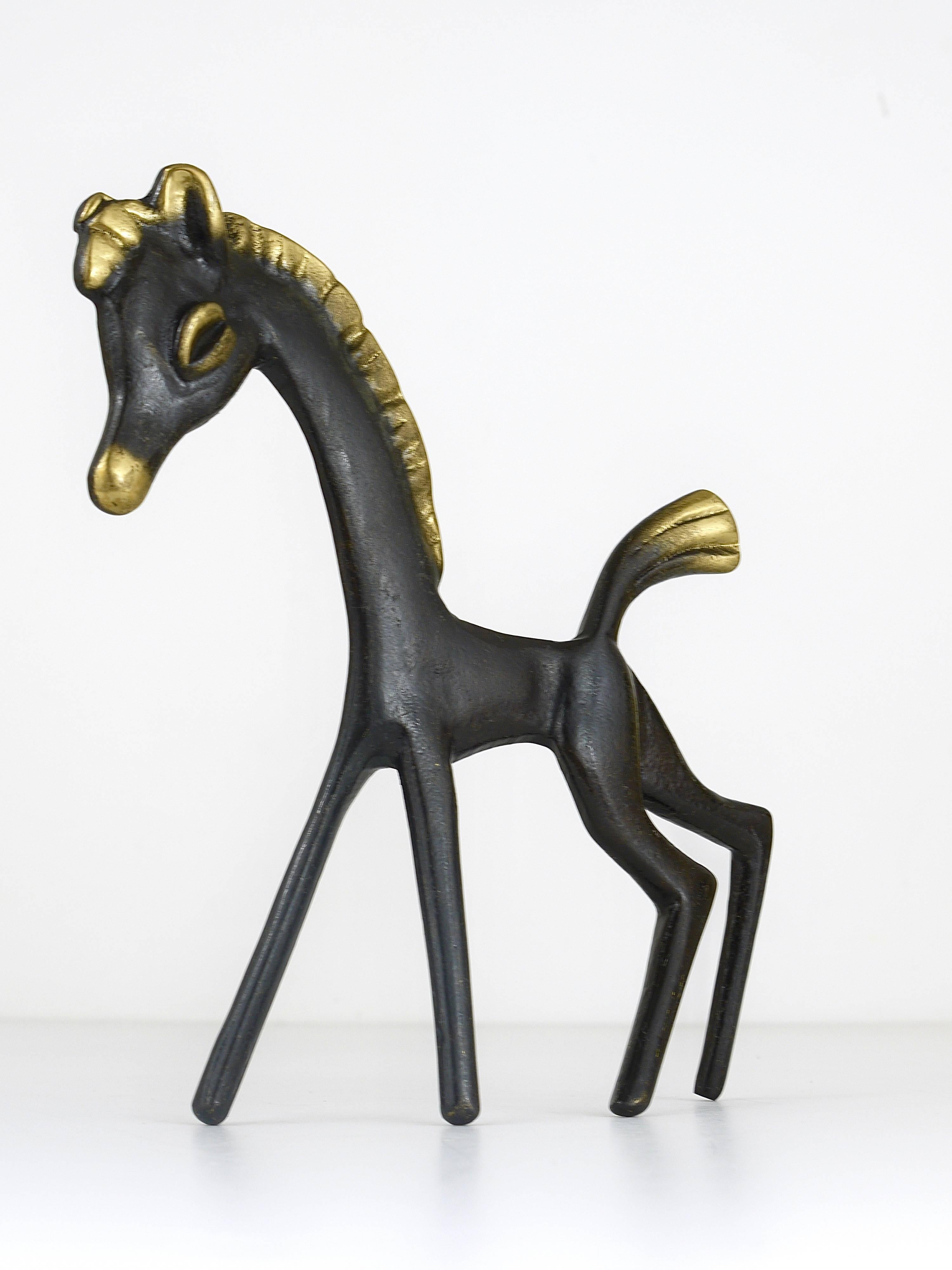 Austrian Walter Bosse Big Brass Foal Horse Figurine, Hertha Baller, Austria, 1950s
