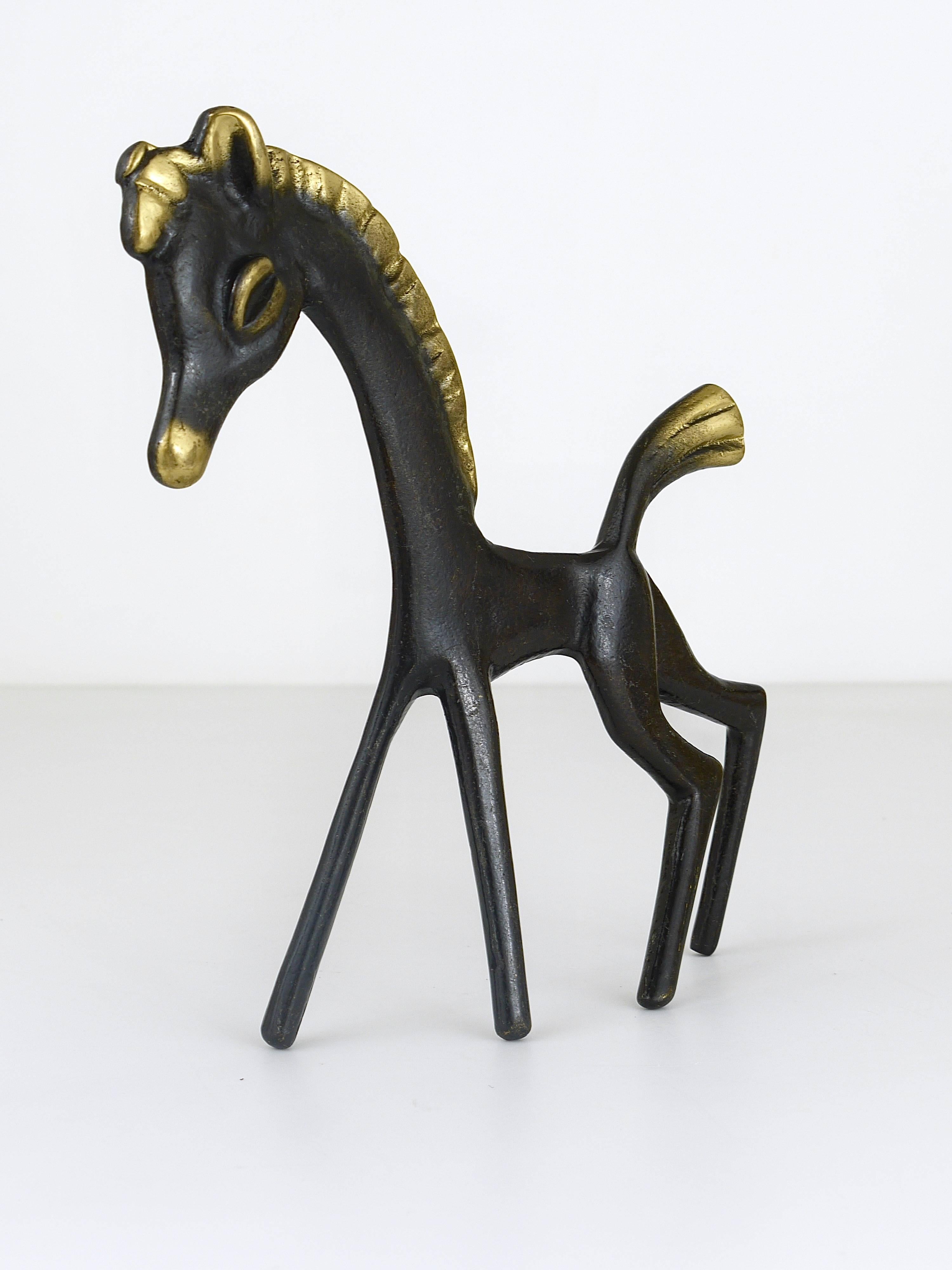 Mid-Century Modern Walter Bosse Big Brass Foal Horse Figurine, Hertha Baller, Austria, 1950s