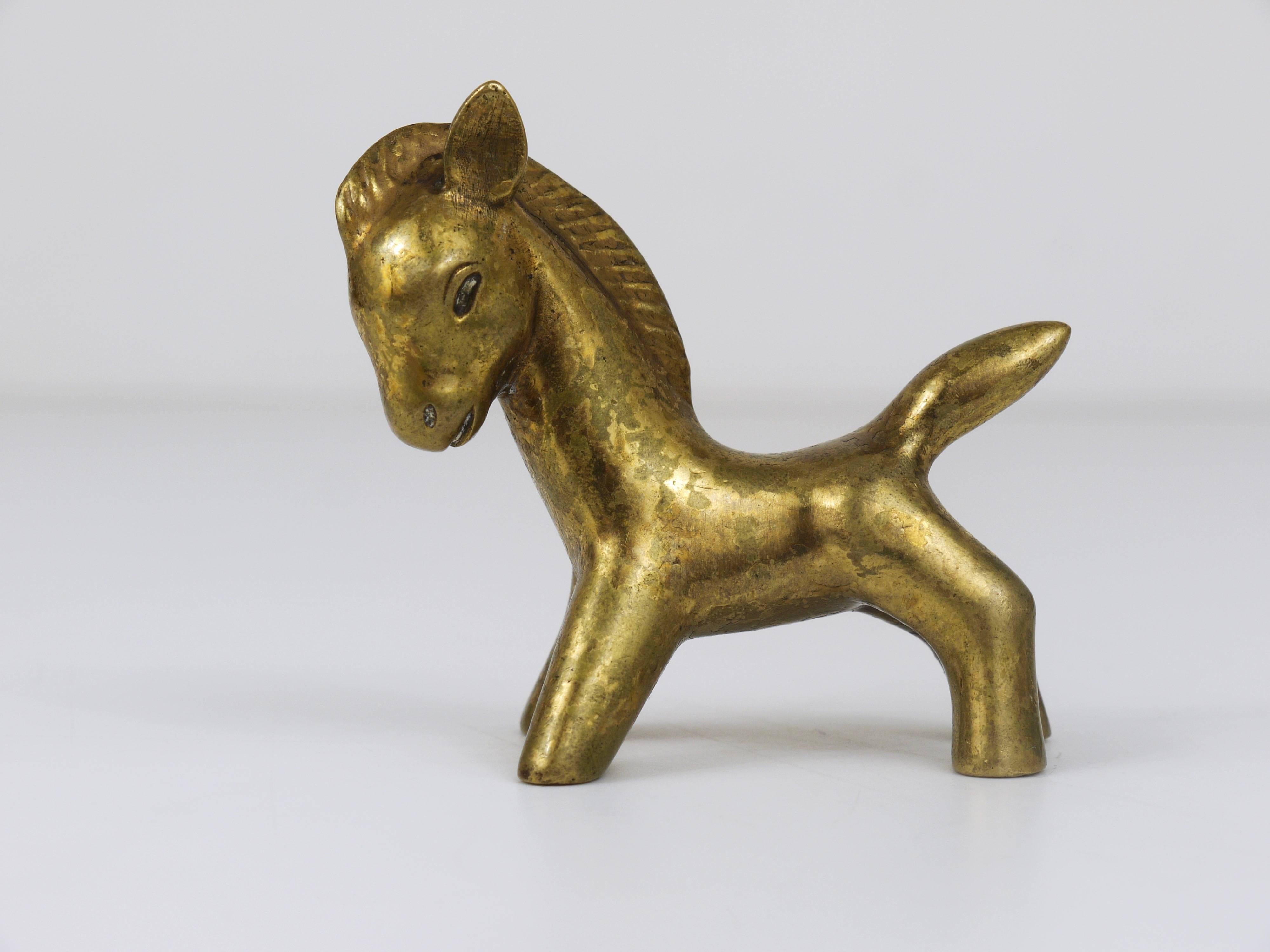 Mid-Century Modern Walter Bosse Mid-Century Horse Brass Figurine, Hertha Baller, Austria, 1950s