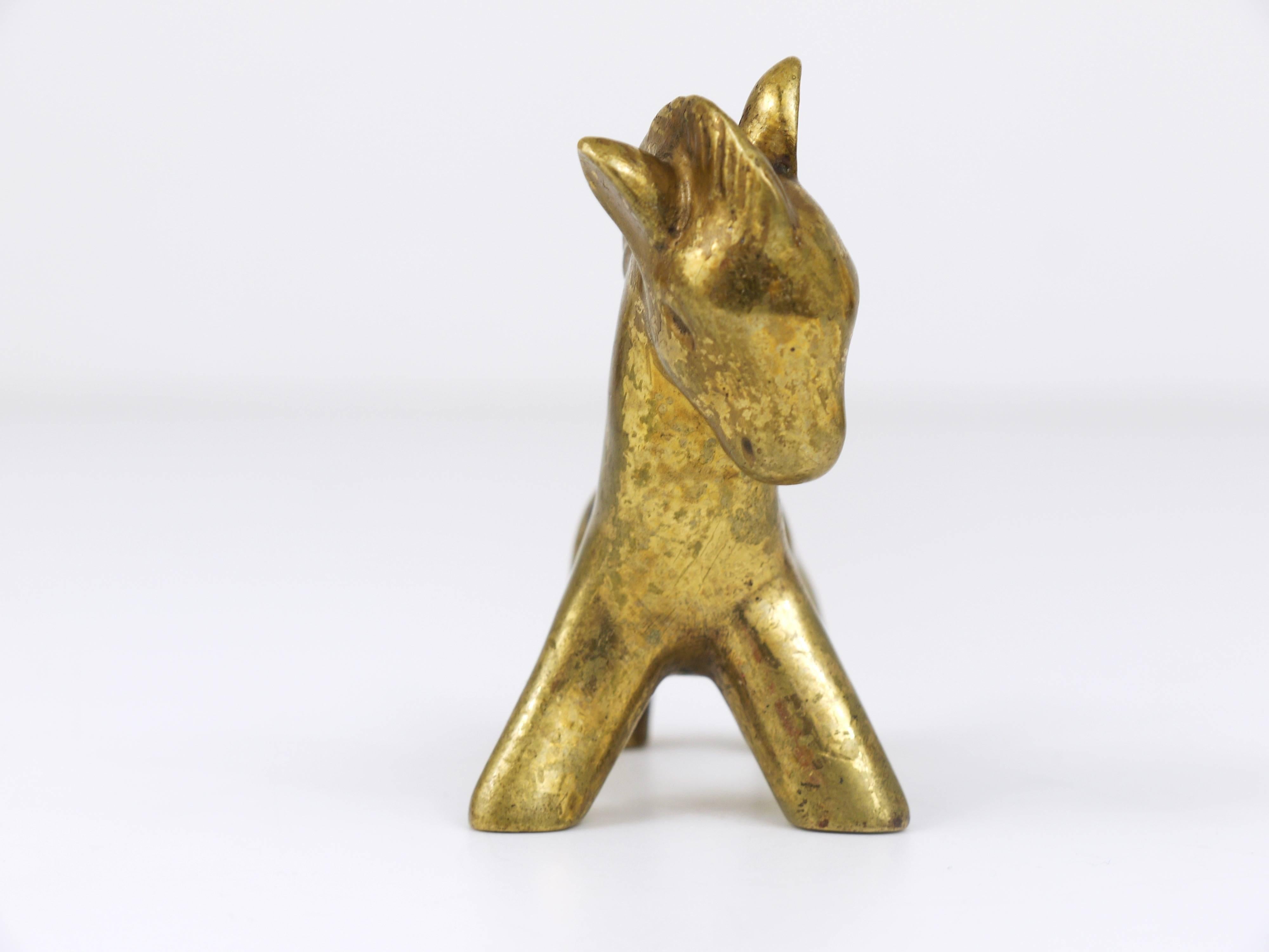 Walter Bosse Mid-Century Horse Brass Figurine, Hertha Baller, Austria, 1950s In Good Condition In Vienna, AT