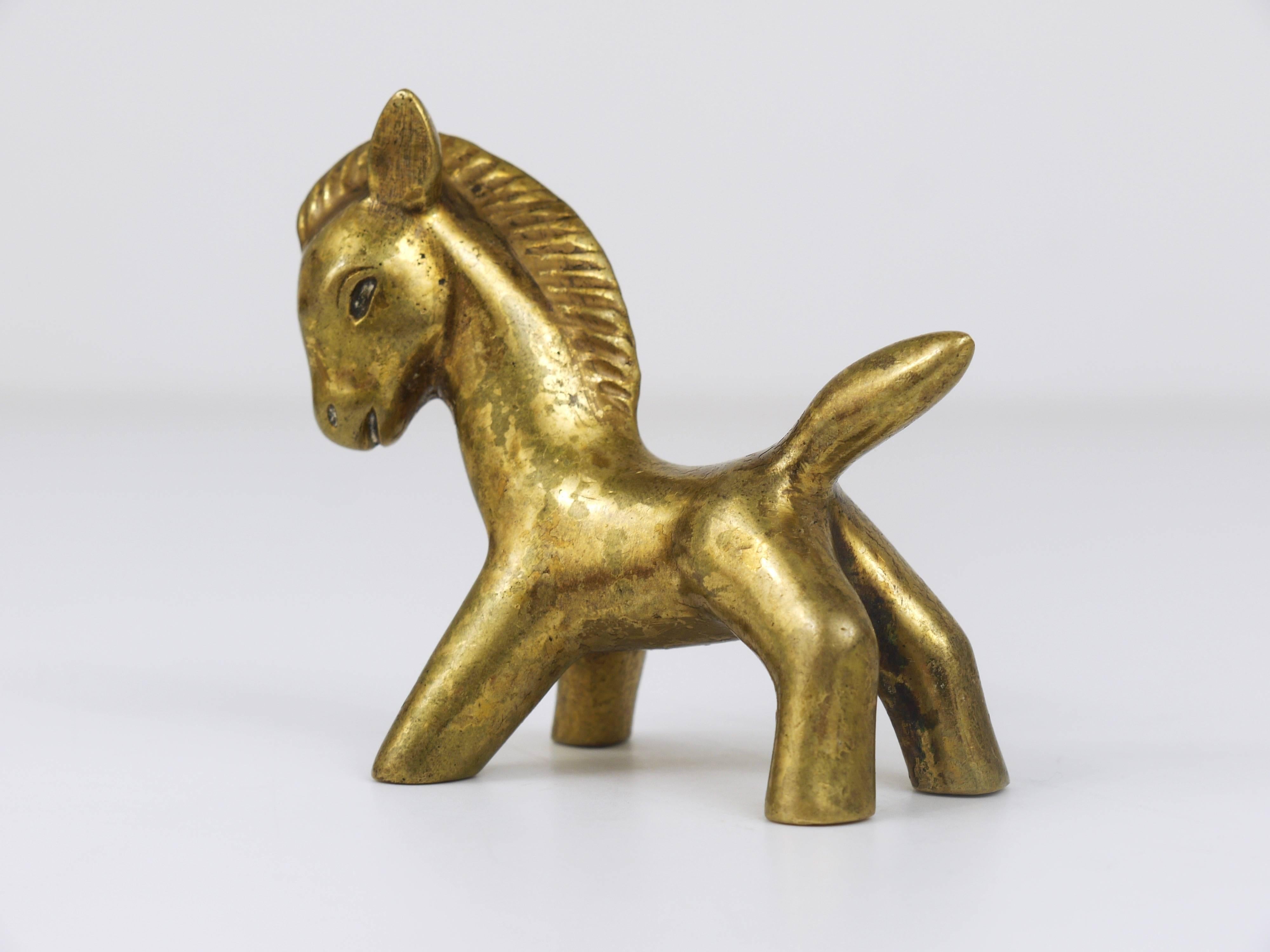 Austrian Walter Bosse Mid-Century Horse Brass Figurine, Hertha Baller, Austria, 1950s