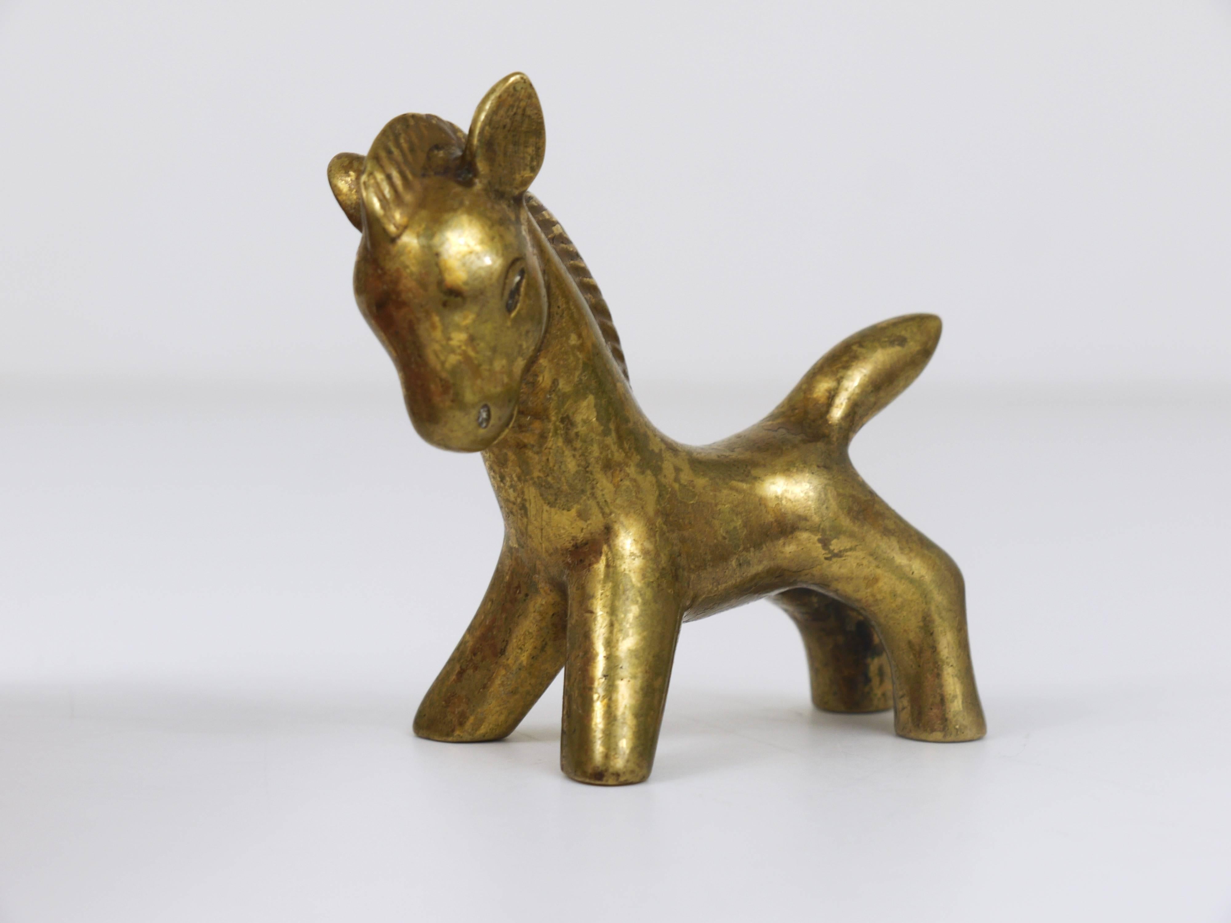 20th Century Walter Bosse Mid-Century Horse Brass Figurine, Hertha Baller, Austria, 1950s