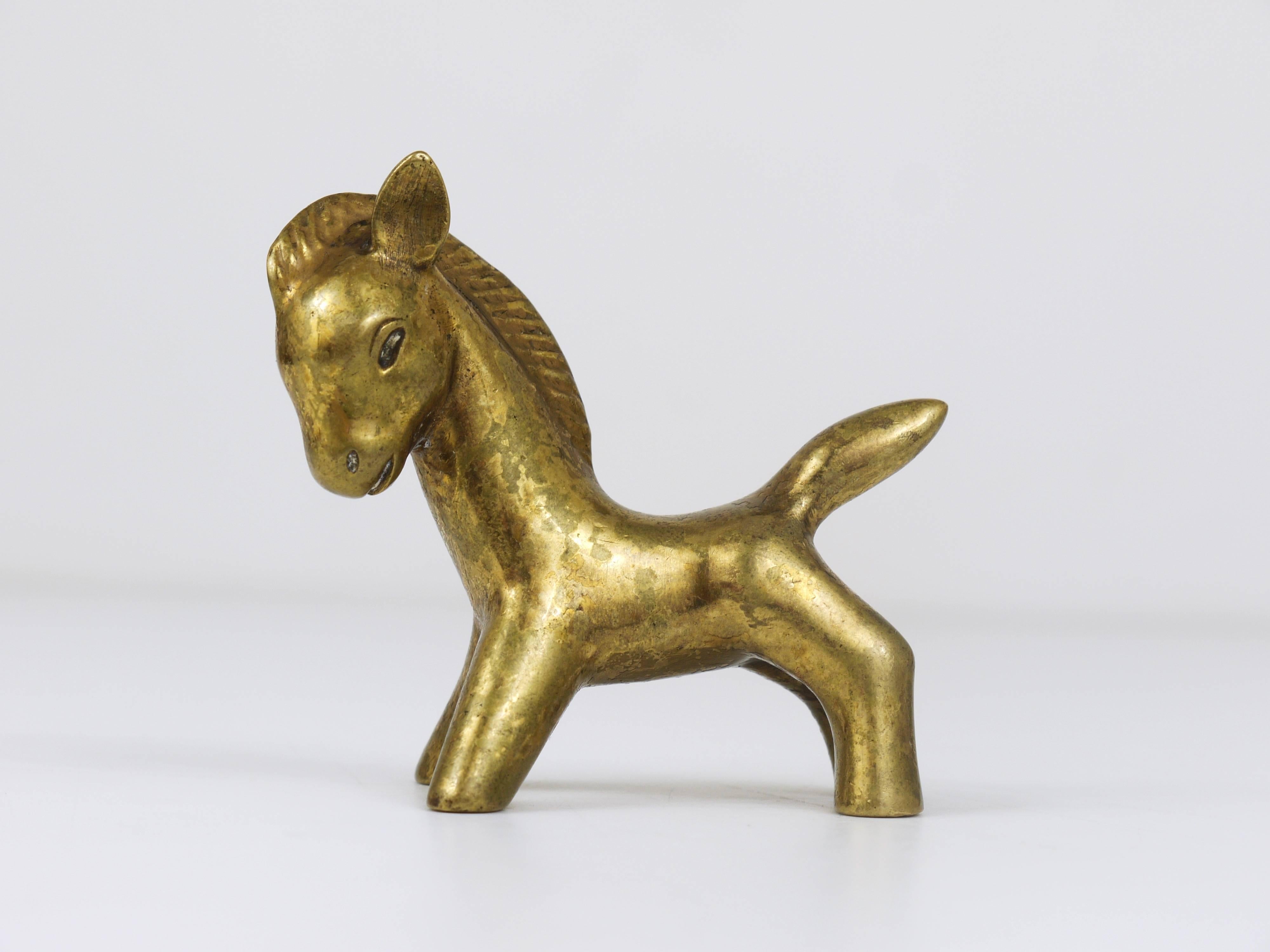 Walter Bosse Mid-Century Horse Brass Figurine, Hertha Baller, Austria, 1950s 3