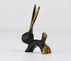 Walter Bosse Rabbit Mid-Century Brass Figurine, Hertha Baller, Austria, 1950s