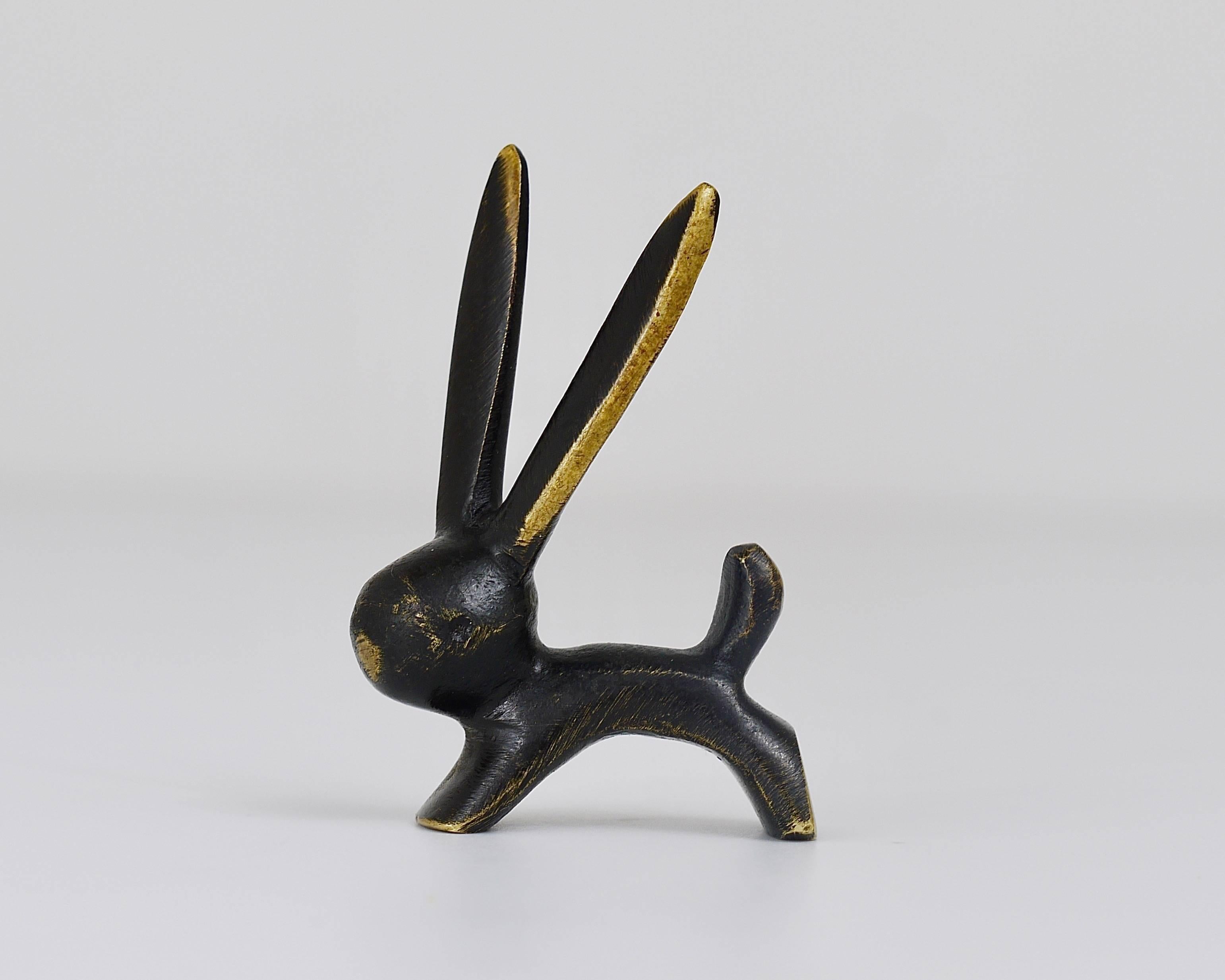 Mid-Century Modern Walter Bosse Rabbit Mid-Century Brass Figurine, Hertha Baller, Austria, 1950s