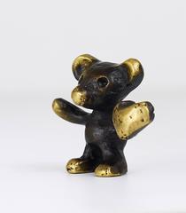Walter Bosse Bear with Heart Brass Figurine, Hertha Baller, Austria, 1950s