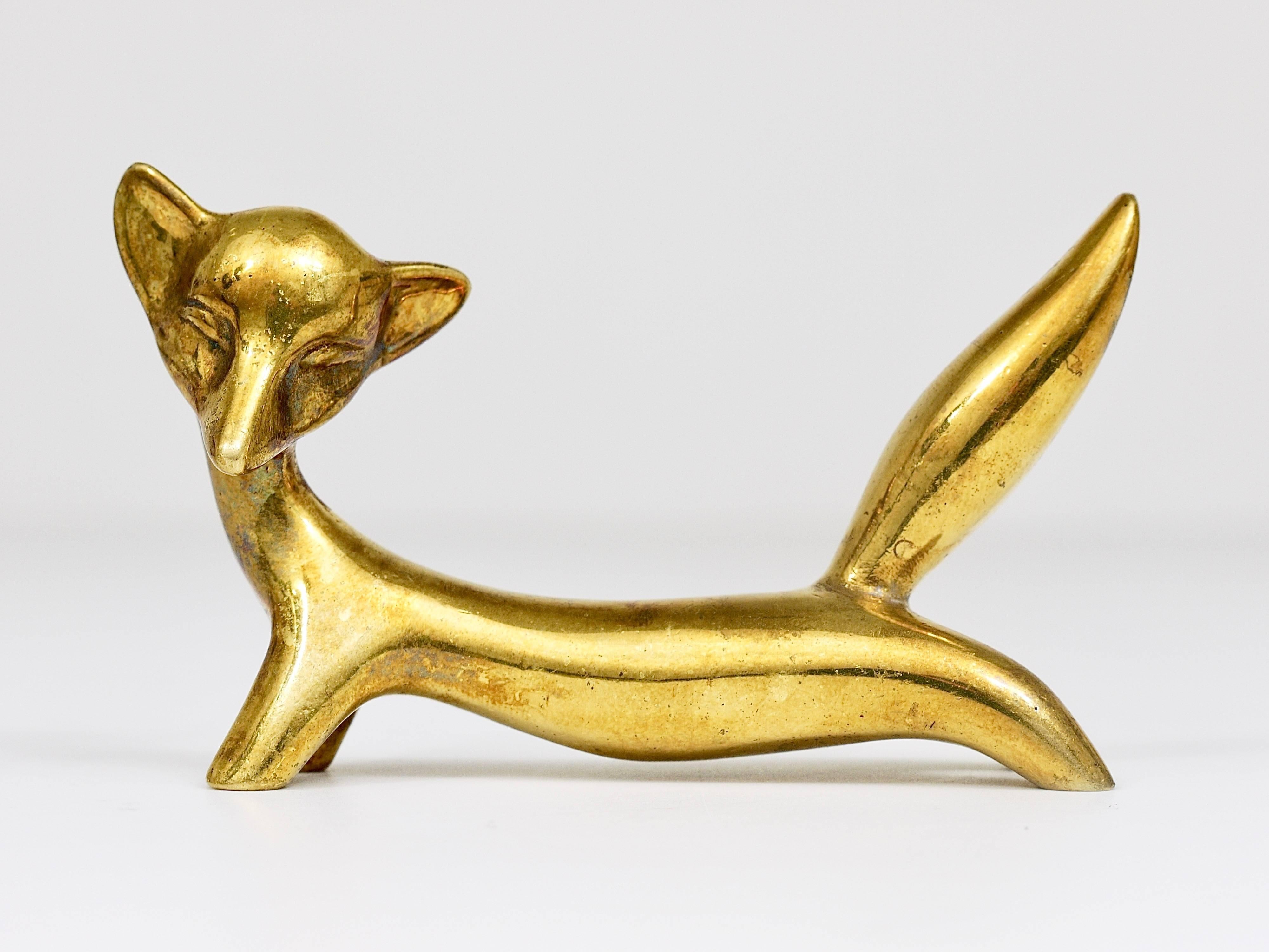 Walter Bosse Fox Mid-Century Brass Figurine, Hertha Baller, Austria, 1950s 1