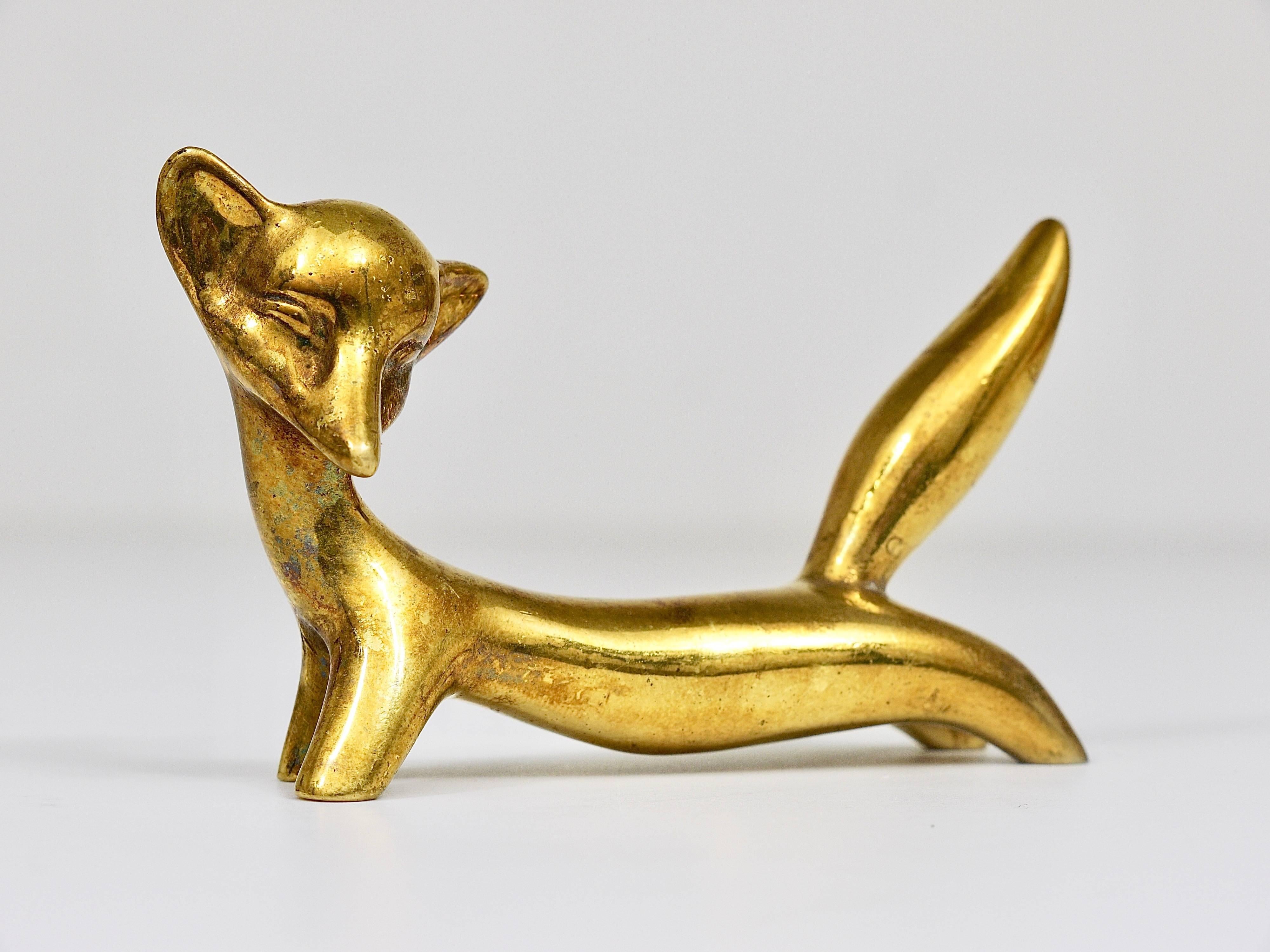 Walter Bosse Fox Mid-Century Brass Figurine, Hertha Baller, Austria, 1950s 3