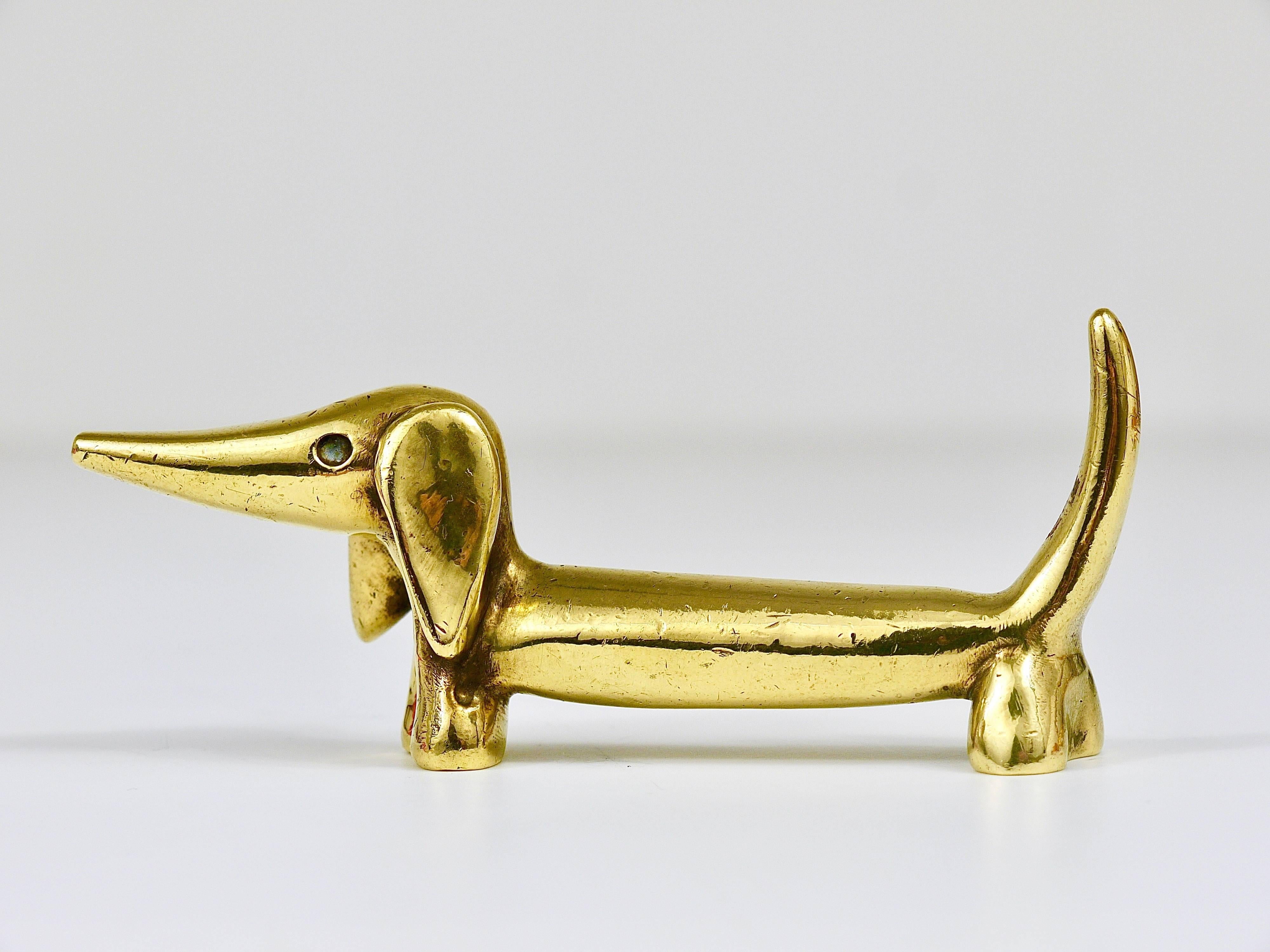 Walter Bosse Wiener Dog Mid-Century Brass Figurine, Hertha Baller, Austria 1950s 3