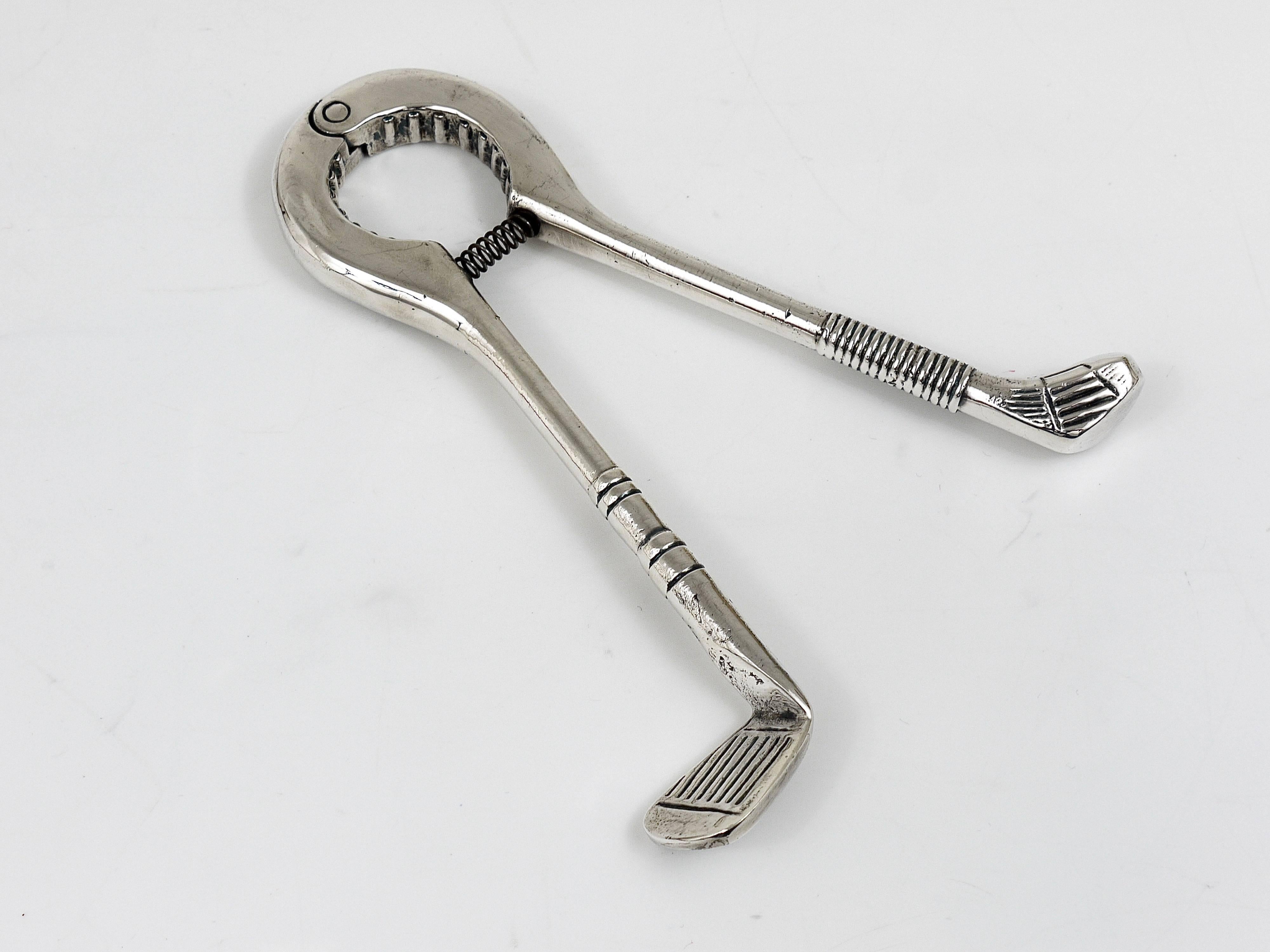 Silver Golf Club Champagne Cork Pliers Bottle Opener by Valenti Spain, 1970s In Good Condition For Sale In Vienna, AT