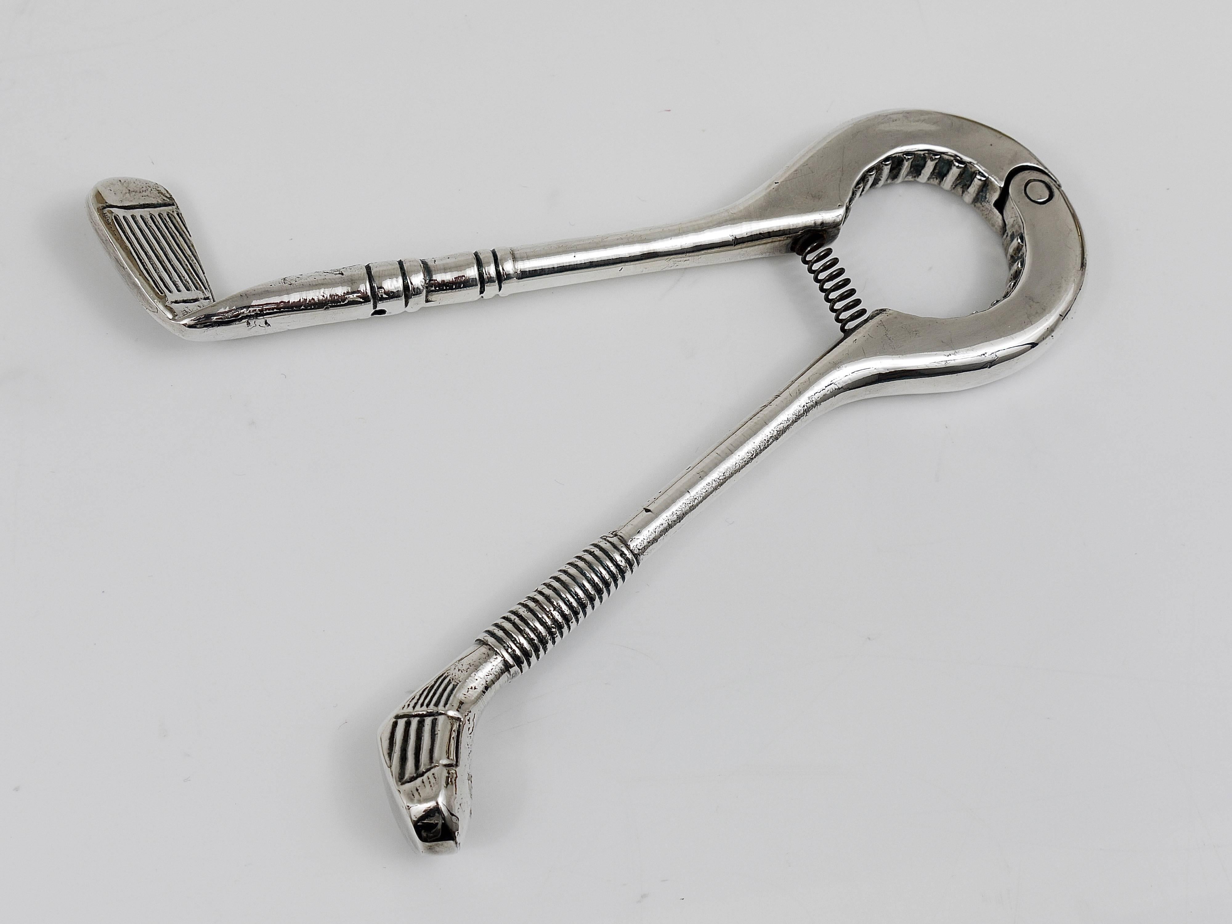 Silver Golf Club Champagne Cork Pliers Bottle Opener by Valenti Spain, 1970s For Sale 2