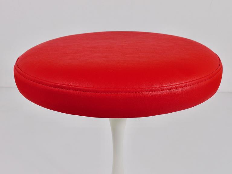 Metal Maurice Burke Red and White Tulip Base Stool by Arkana, United Kingdom, 1960s For Sale