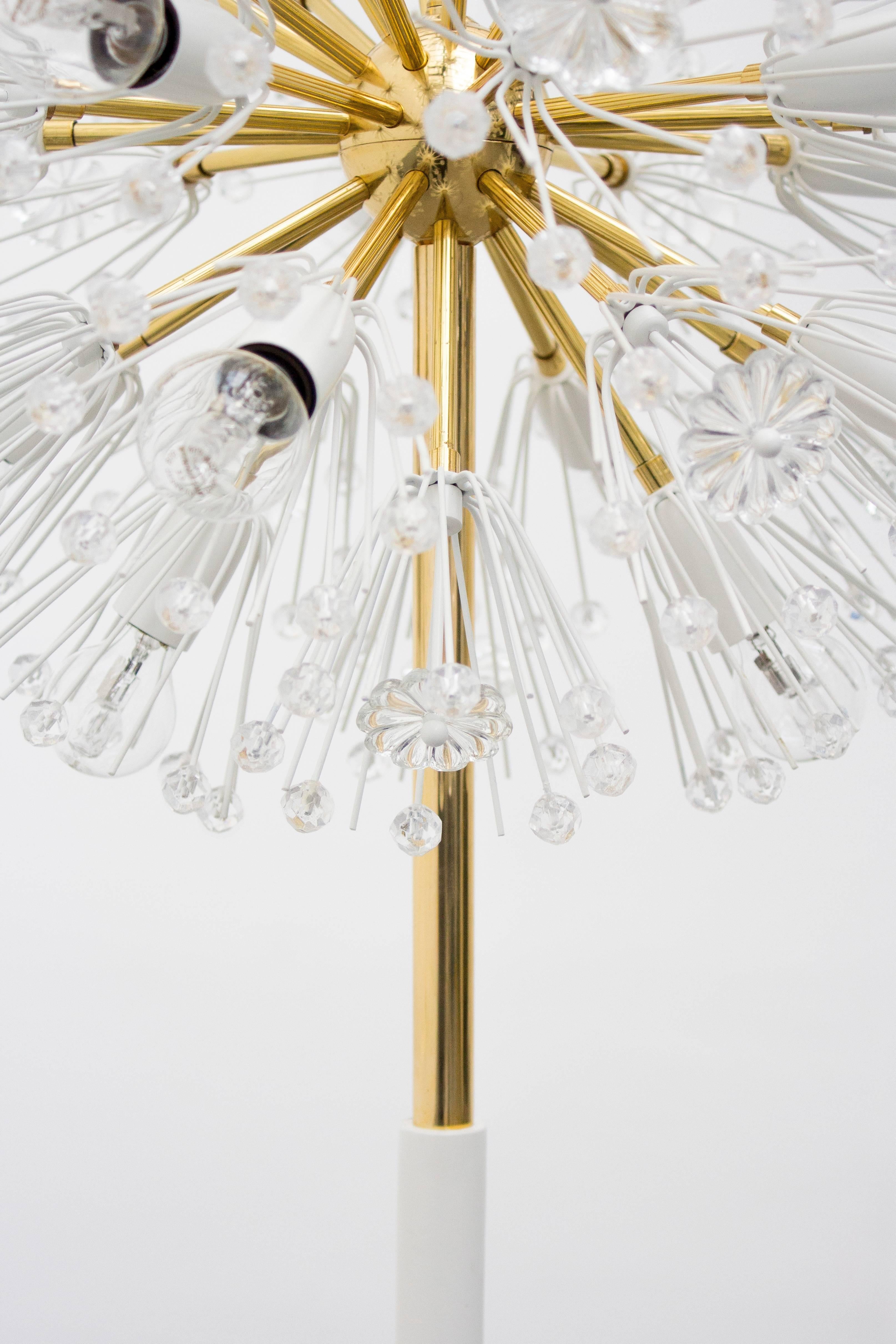 20th Century Emil Stejnar Blowball Brass & Crystals Floor Lamp, Rupert Nikoll, Austria, 1950s