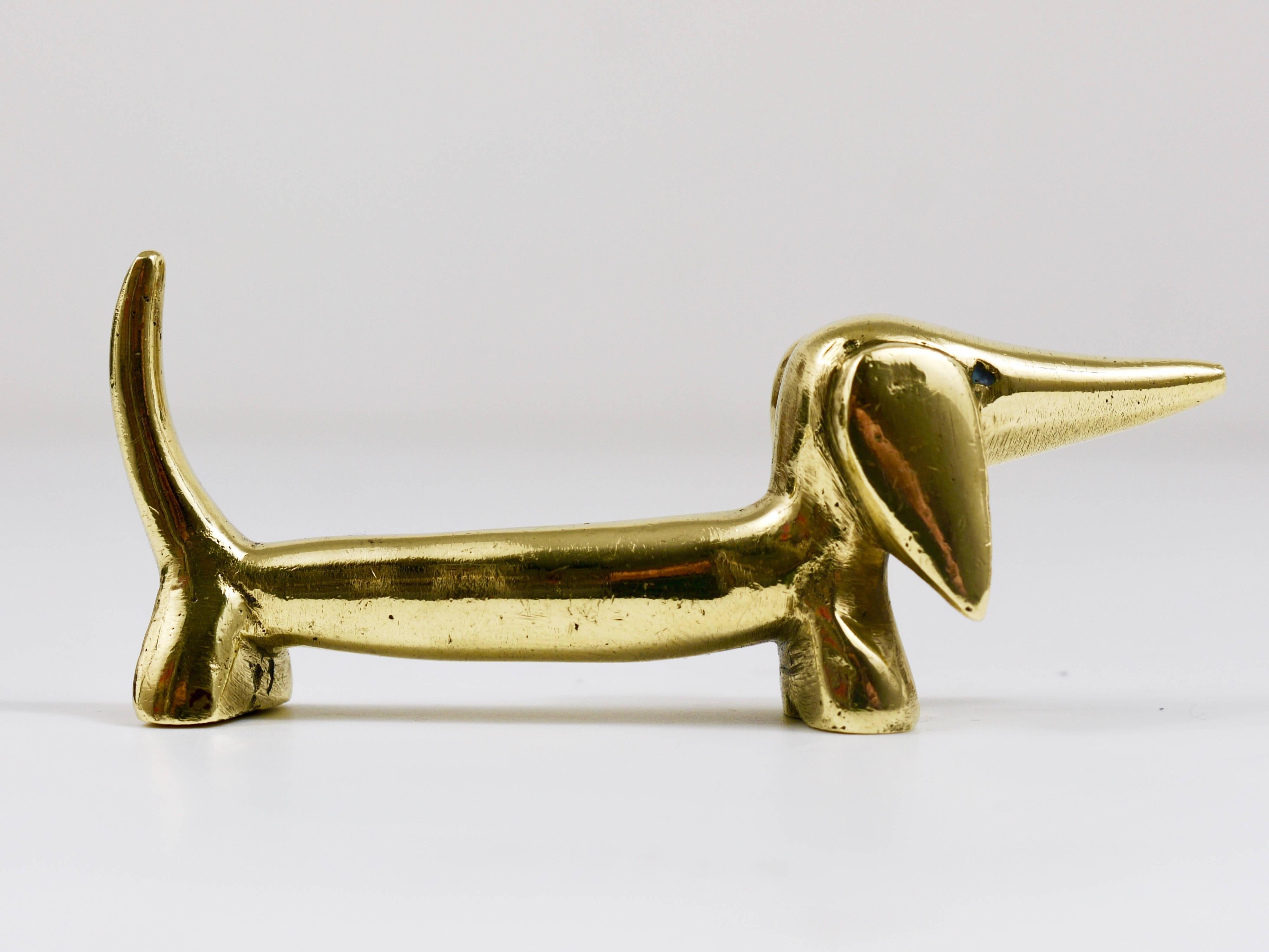 20th Century Walter Bosse Wiener Dog Mid-Century Brass Figurine, Hertha Baller, Austria 1950s