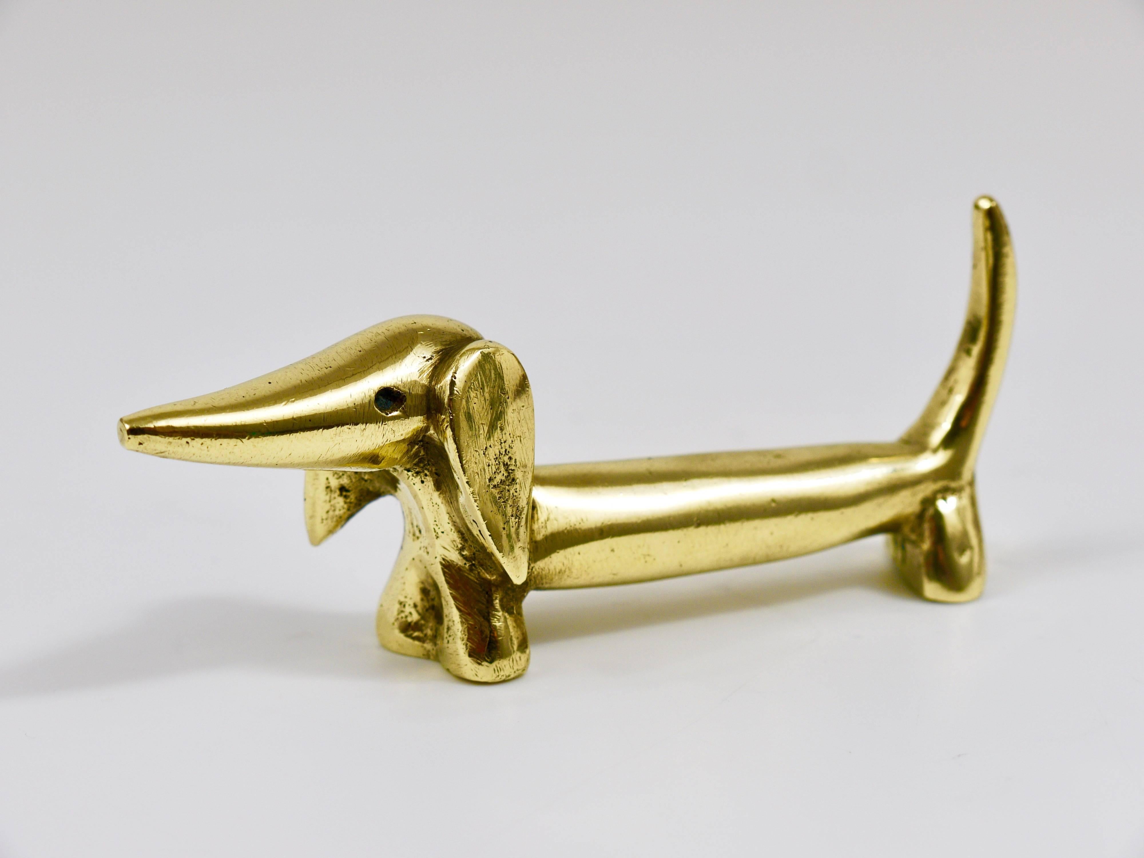 Walter Bosse Wiener Dog Mid-Century Brass Figurine, Hertha Baller, Austria 1950s 3