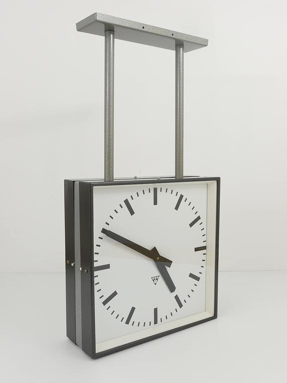 Very Double Sided Two Face Train Station Clock For Very Double Sided Two Face Train Station Clock In Excellent Condition For