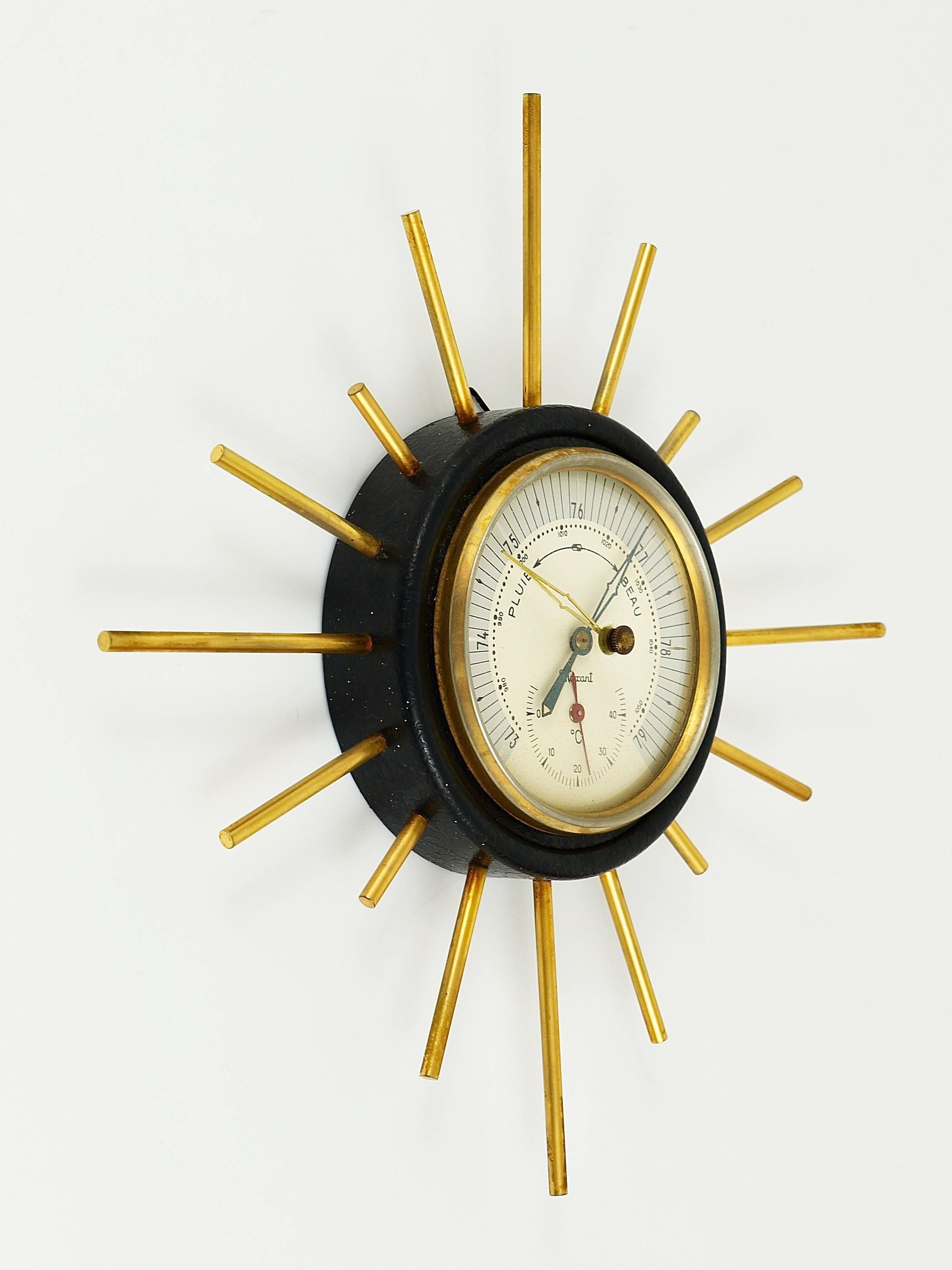 French Mid-Century Sputnik Weather Station, Barometer, Thermometer, Maxant France, 1950
