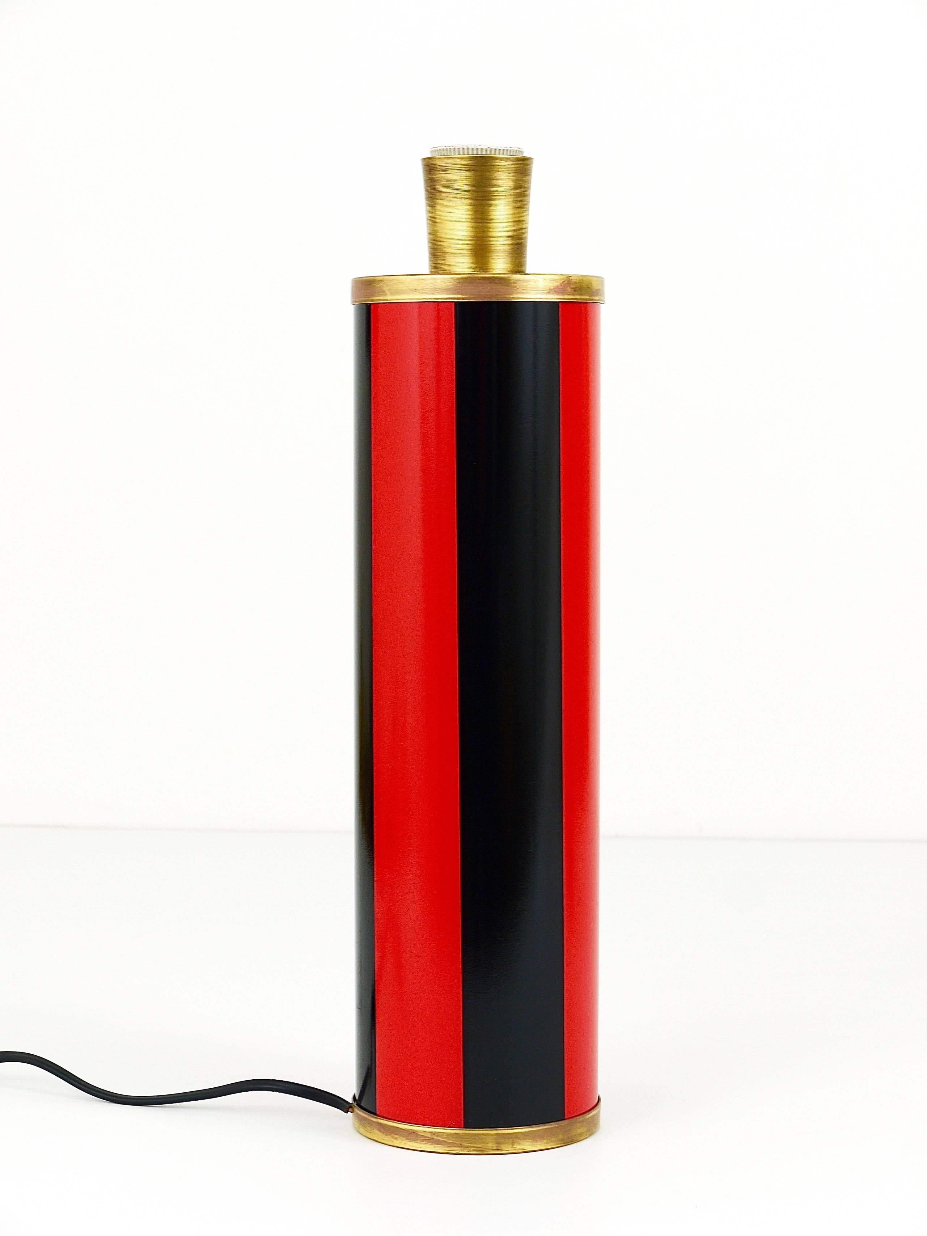 Red and Black Piero Fornasetti Mid-Century Table Lamp, Italy, 1950s In Excellent Condition In Vienna, AT
