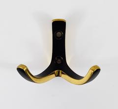 Two Mid-Century Brass Wall Hooks by Hertha Baller, Austria, 1950s
