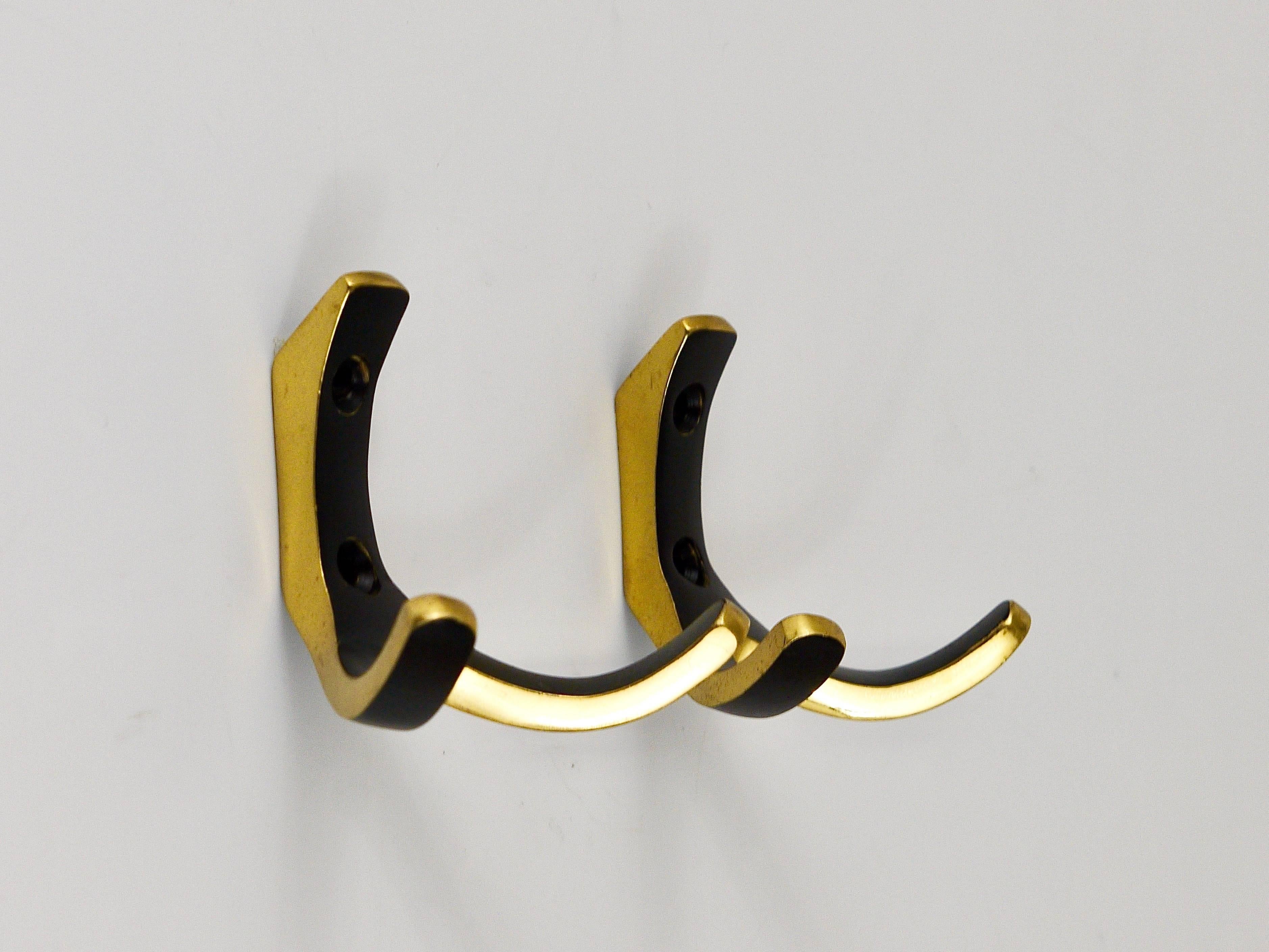 Two Mid-Century Brass Wall Hooks by Hertha Baller, Austria, 1950s In Excellent Condition In Vienna, AT