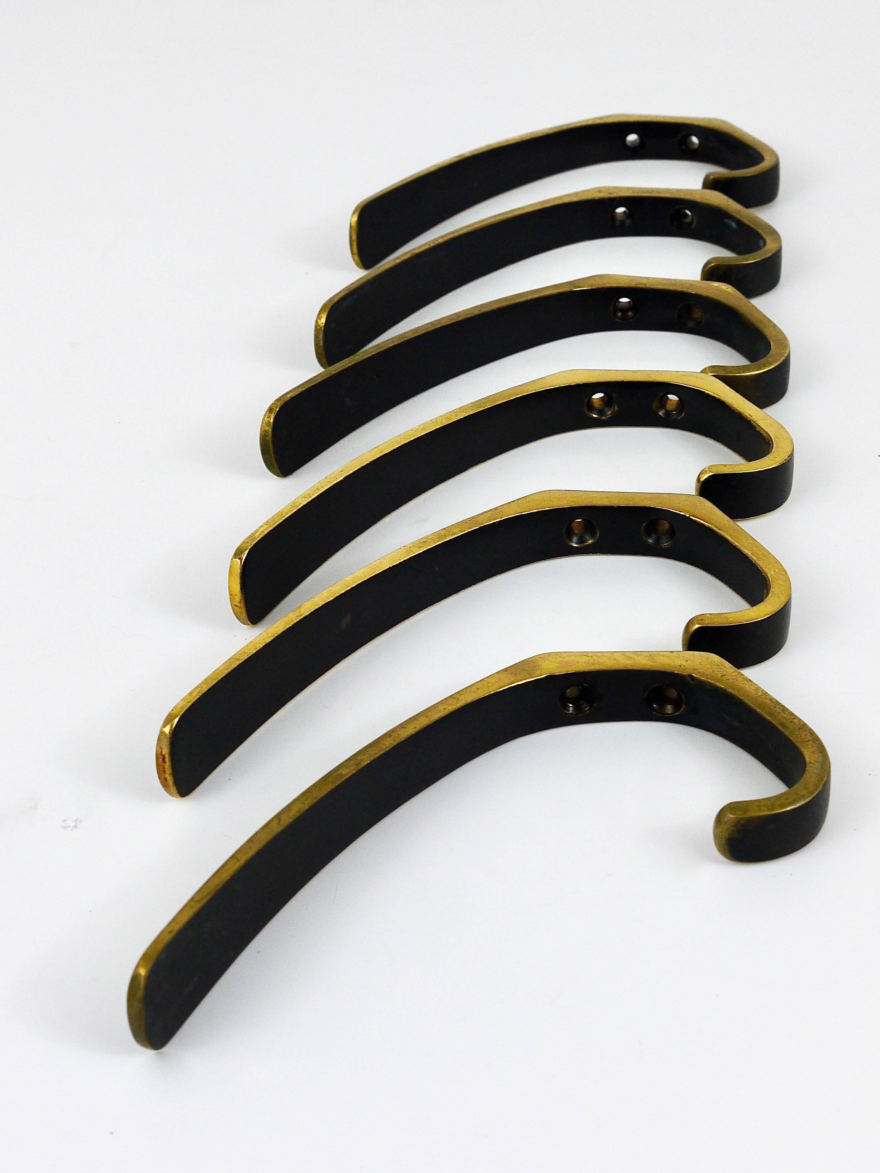 Mid-Century Modern Two Mid-Century Brass Wall Coat Hooks by Herta Baller, Austria, 1950s For Sale