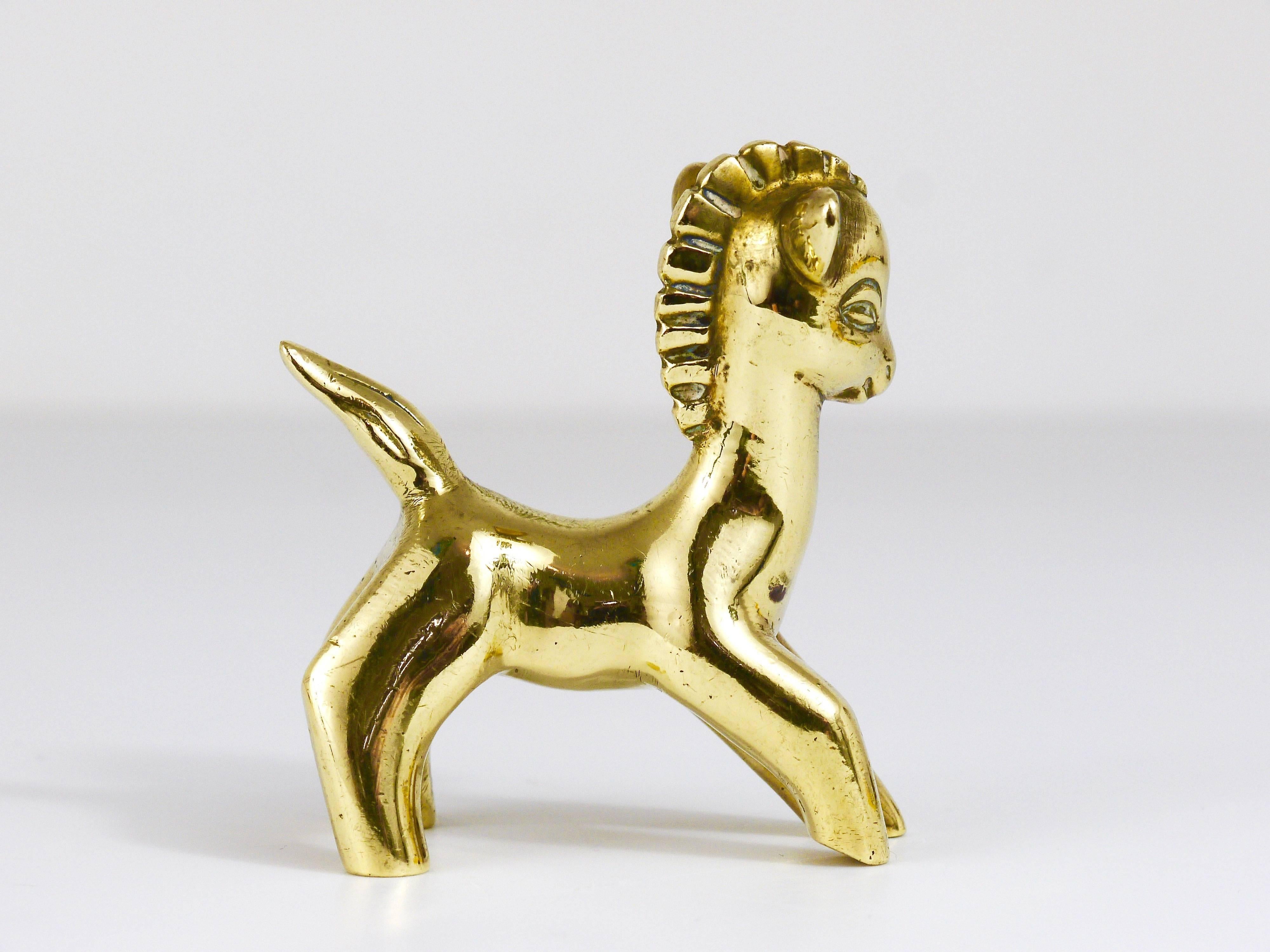 Walter Bosse Mid-Century Horse Brass Figurine, Hertha Baller, Austria, 1950s In Good Condition For Sale In Vienna, AT