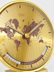 Mid-Century Kienzle GMT World Time Zone Brass Table Clock, Germany, 1960s