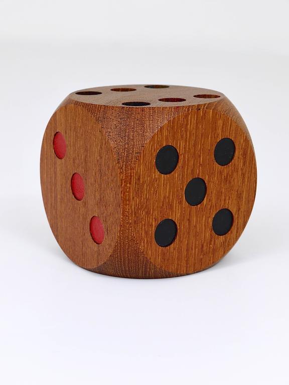 Danish MidCentury Teak Dice Pen Holder, Dansk, Denmark, 1950s For Sale