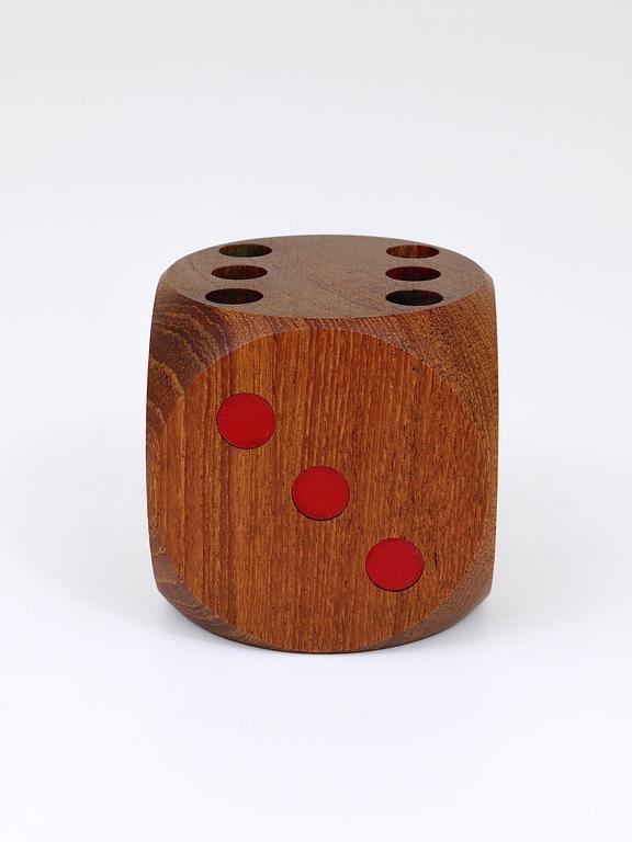 Danish MidCentury Teak Dice Pen Holder, Dansk, Denmark, 1950s For Sale
