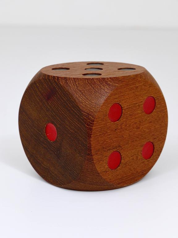 Danish MidCentury Teak Dice Pen Holder, Dansk, Denmark, 1950s For Sale