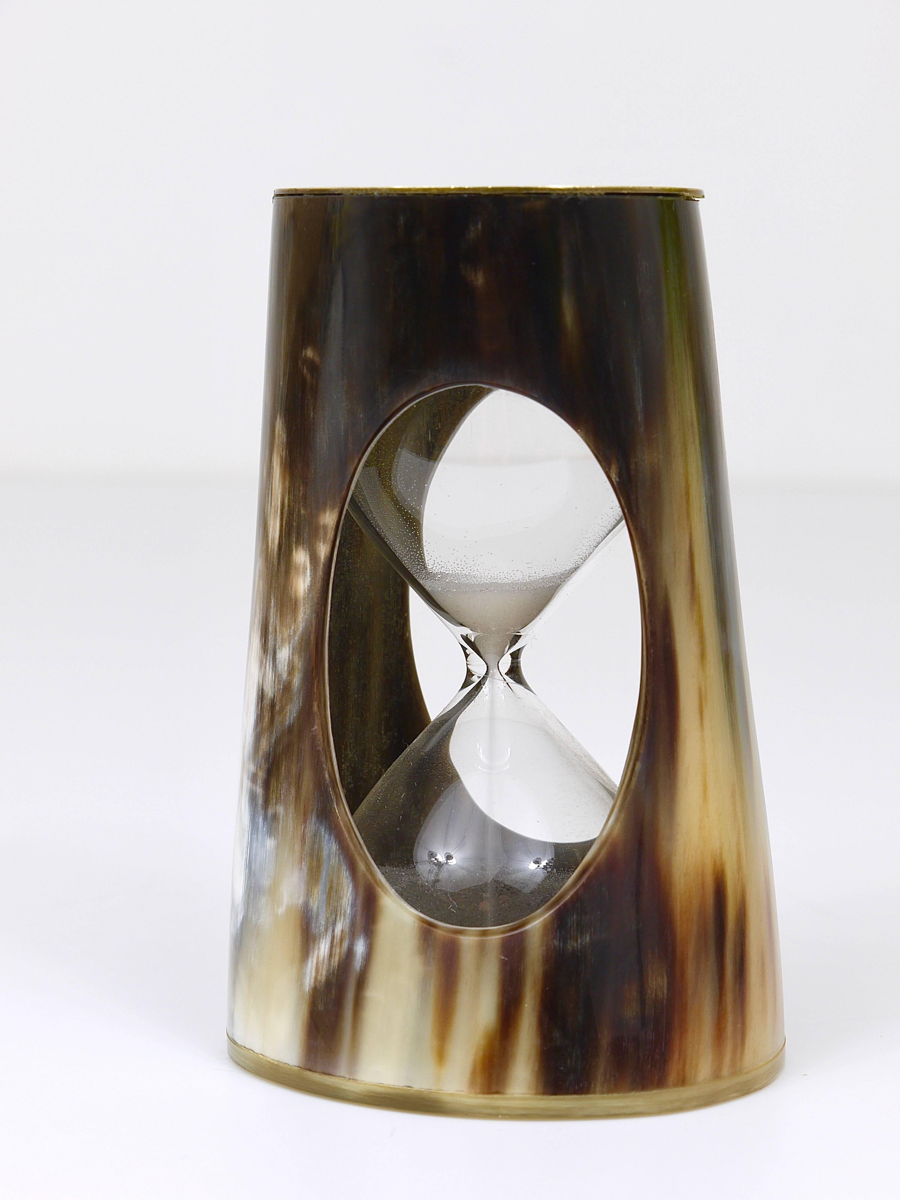 Mid-Century Modern Mid-Century Carl Aubock Horn Hourglass, Sand Timer, Brass, Austria, 1950s