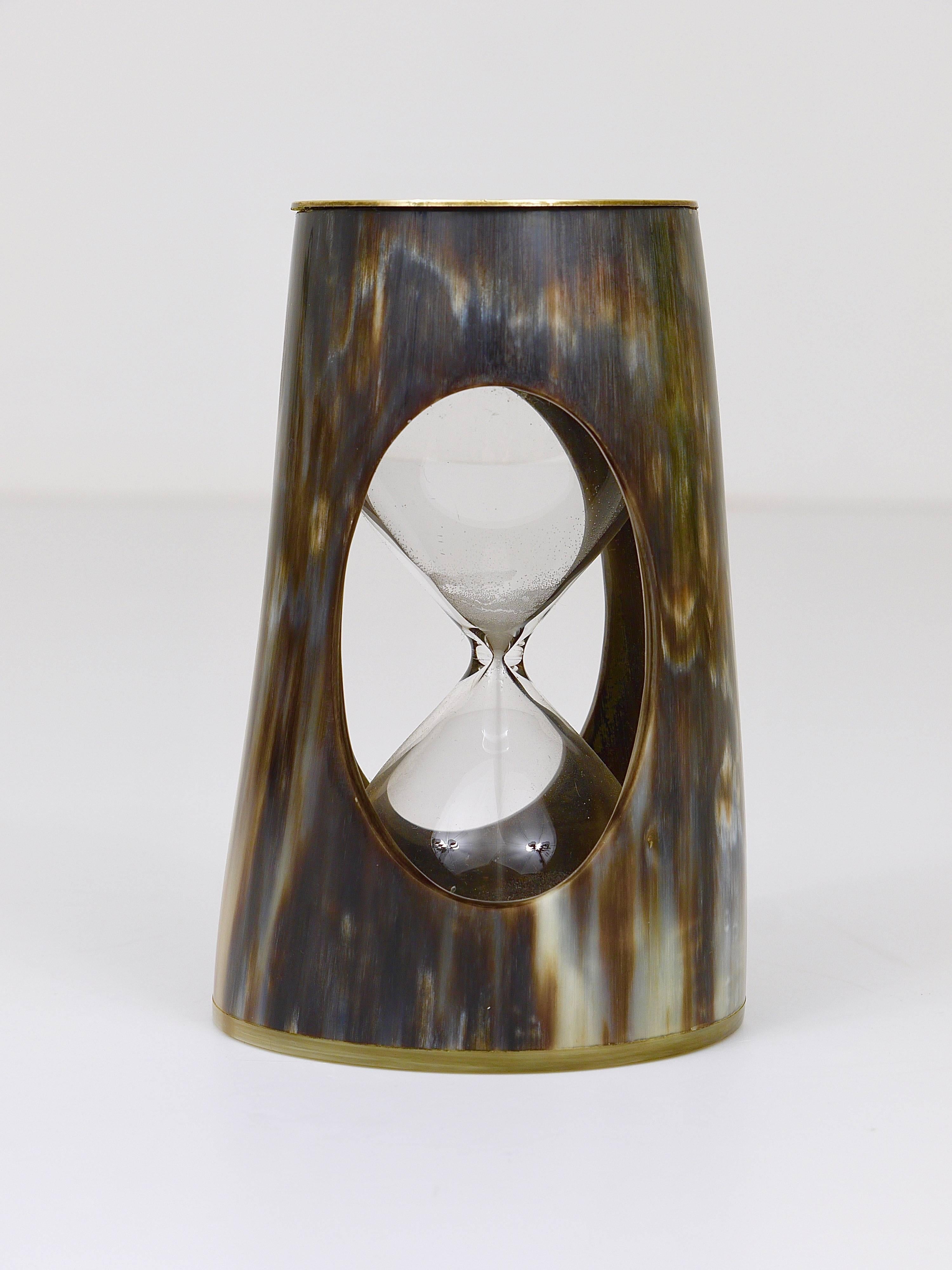 Mid-Century Carl Aubock Horn Hourglass, Sand Timer, Brass, Austria, 1950s In Excellent Condition In Vienna, AT