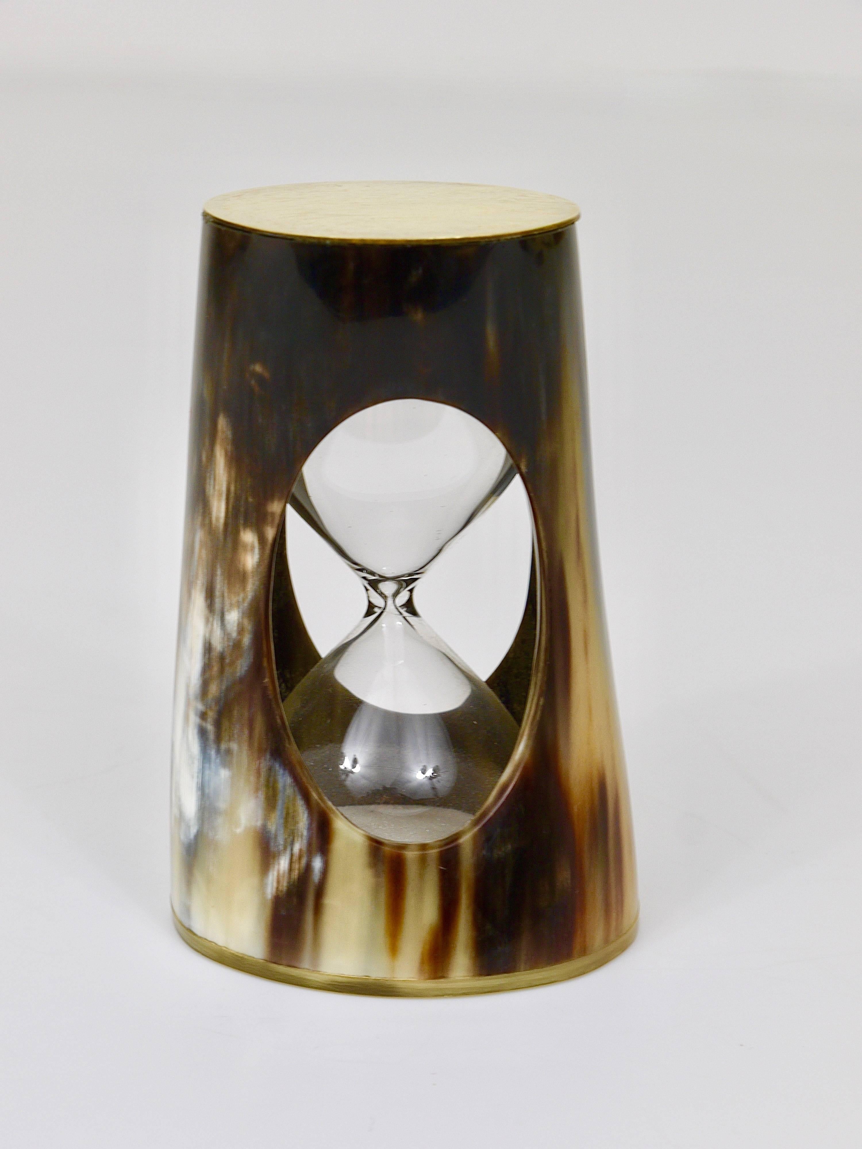 Mid-Century Carl Aubock Horn Hourglass, Sand Timer, Brass, Austria, 1950s 1