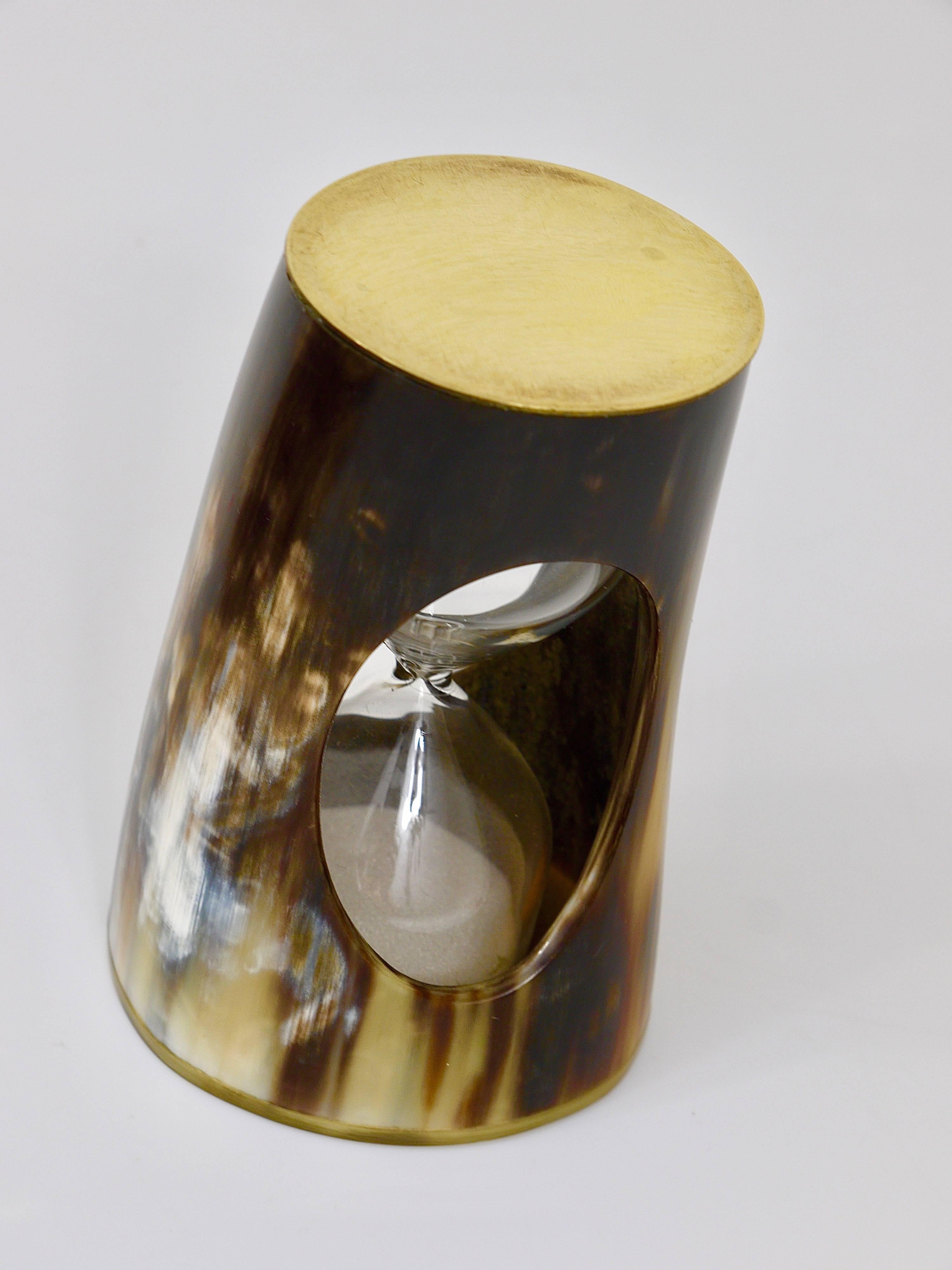 Mid-Century Carl Aubock Horn Hourglass, Sand Timer, Brass, Austria, 1950s 2