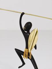 African Native Warrior Bronze Sculpture, Werkstatte Hagenauer, Austria, 1950s