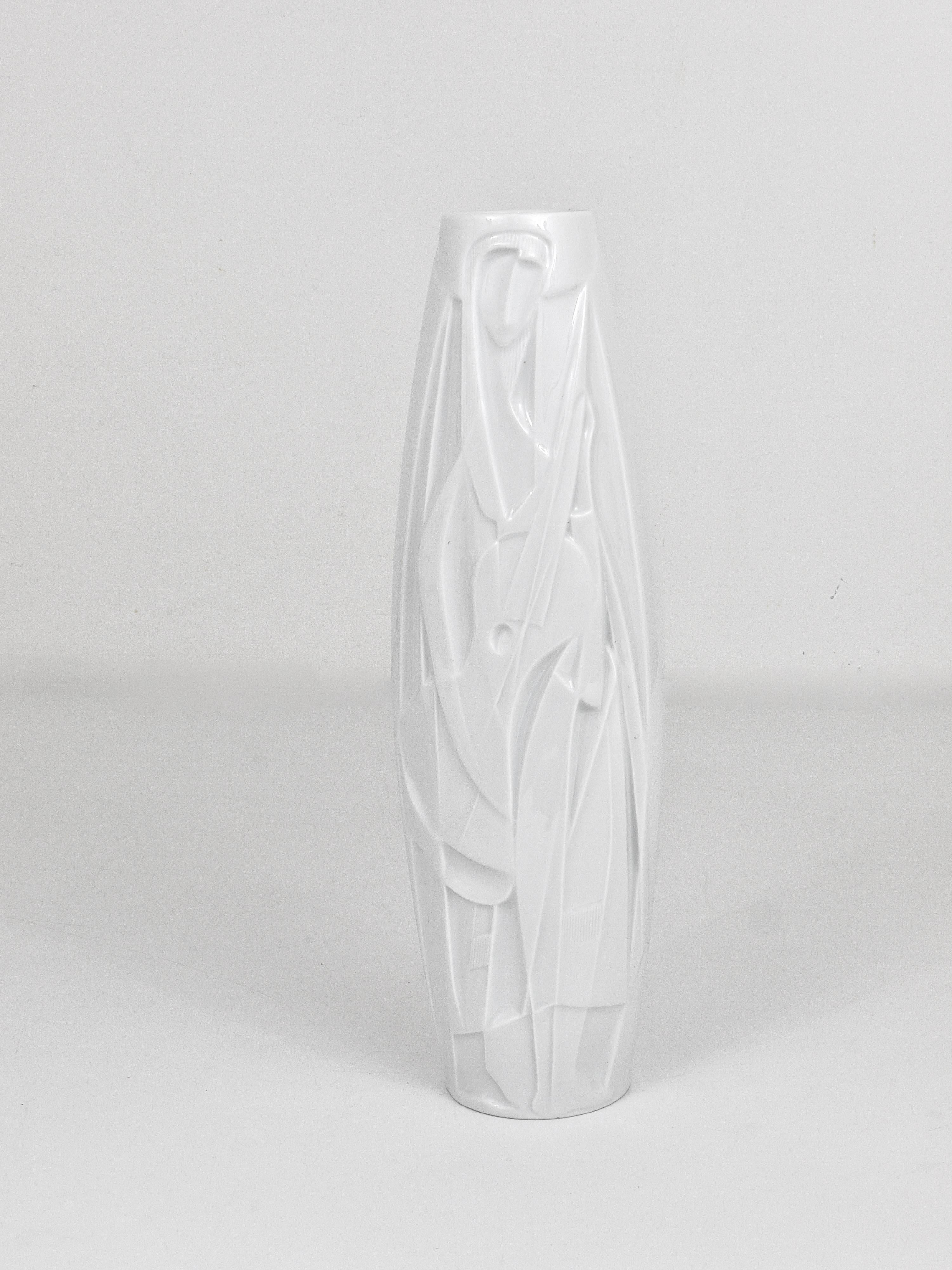 Vase en porcelaine Op Art Cuno Fischer Rosenthal Studio-Linie White Relief, années 1960 Bon état - En vente à Vienna, AT