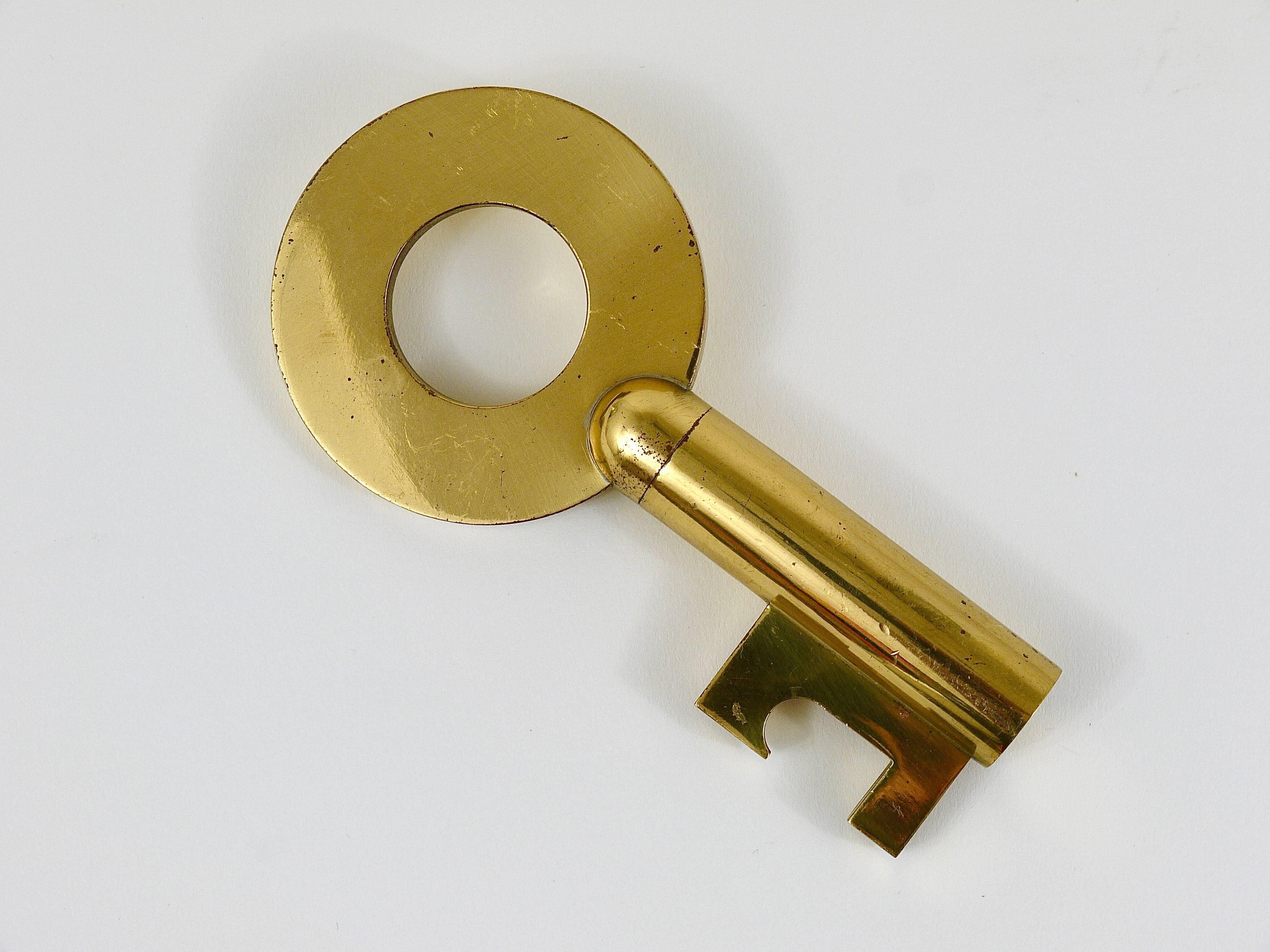 Austrian Carl Auböck Large Brass Key Cork Screw, Bottle Opener, Rare Model, Austria