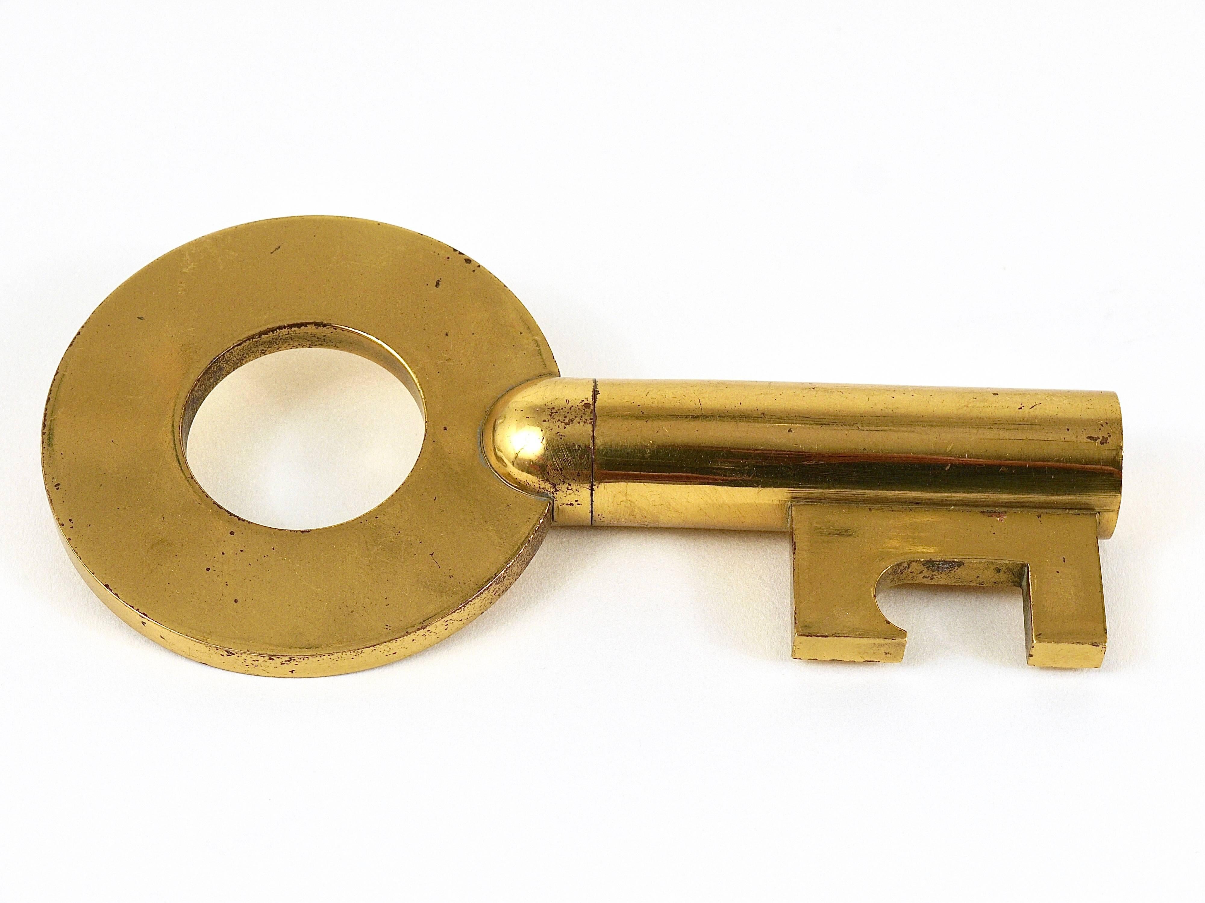 20th Century Carl Auböck Large Brass Key Cork Screw, Bottle Opener, Rare Model, Austria