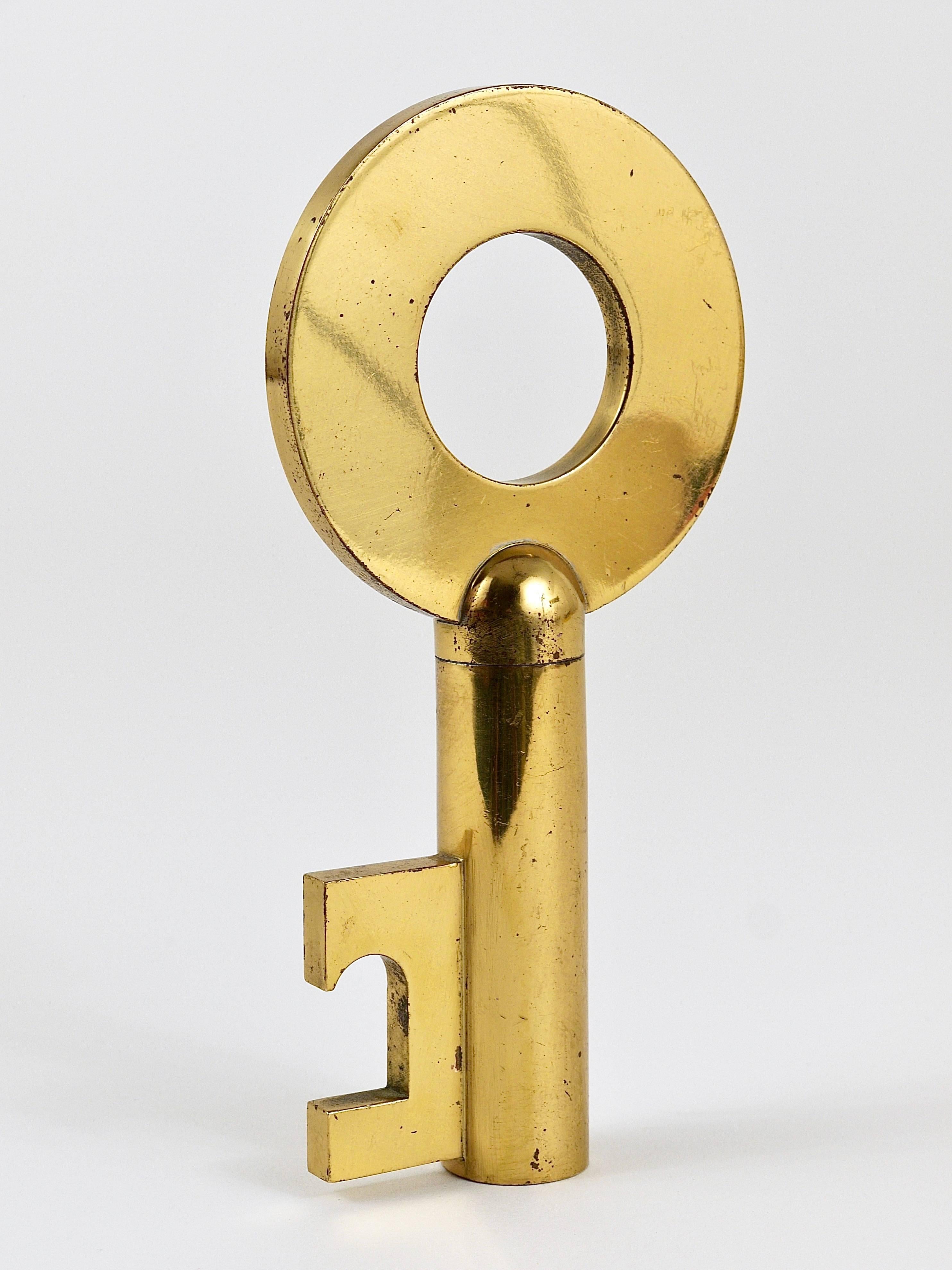Carl Auböck Large Brass Key Cork Screw, Bottle Opener, Rare Model, Austria 1