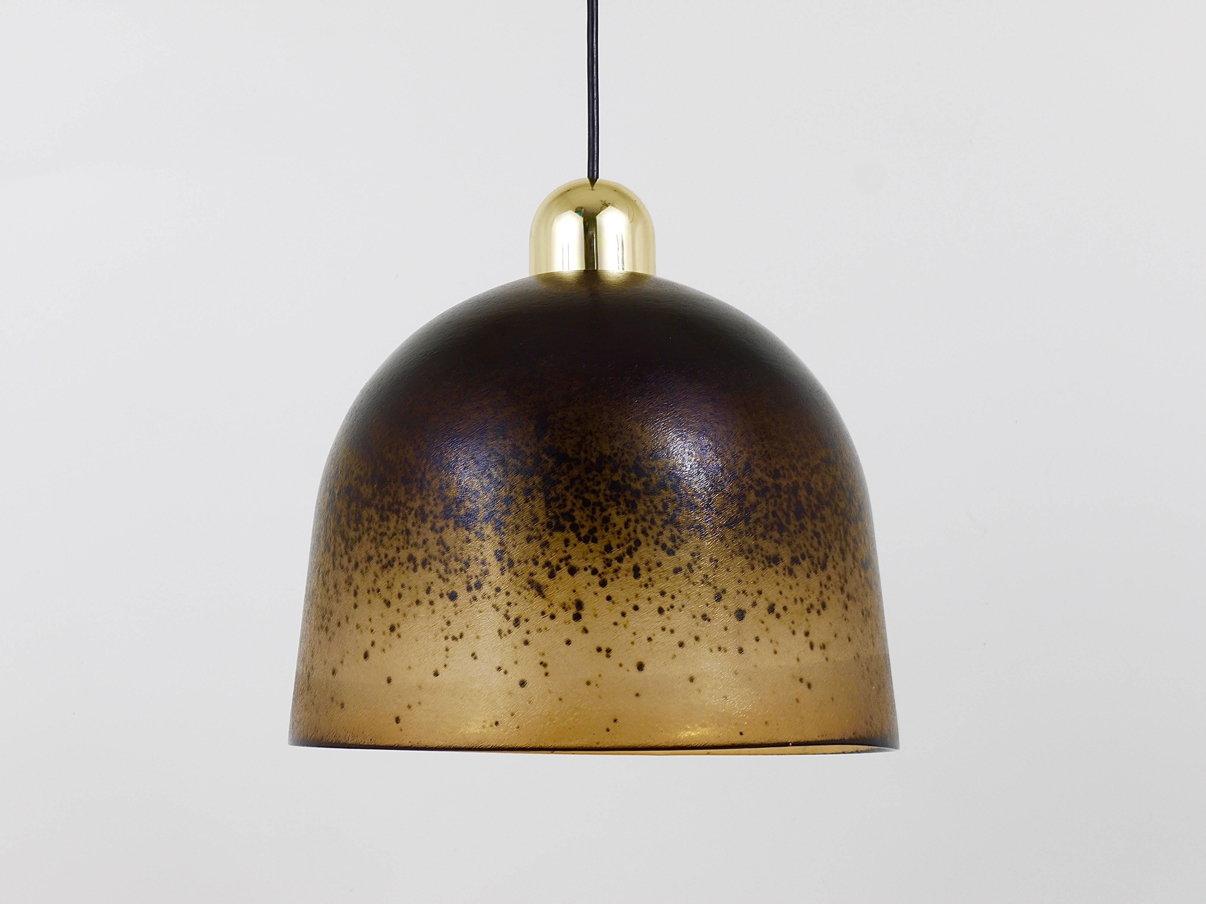 Beautiful Brown & Amber Mid-Century Peill & Putzler Pendant Lamp, Germany, 1970s In Excellent Condition In Vienna, AT