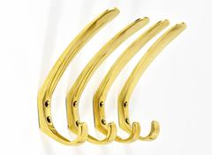 Up to four Mid-Century Brass Wall Coat Hooks by Herta Baller, Austria, 1950s