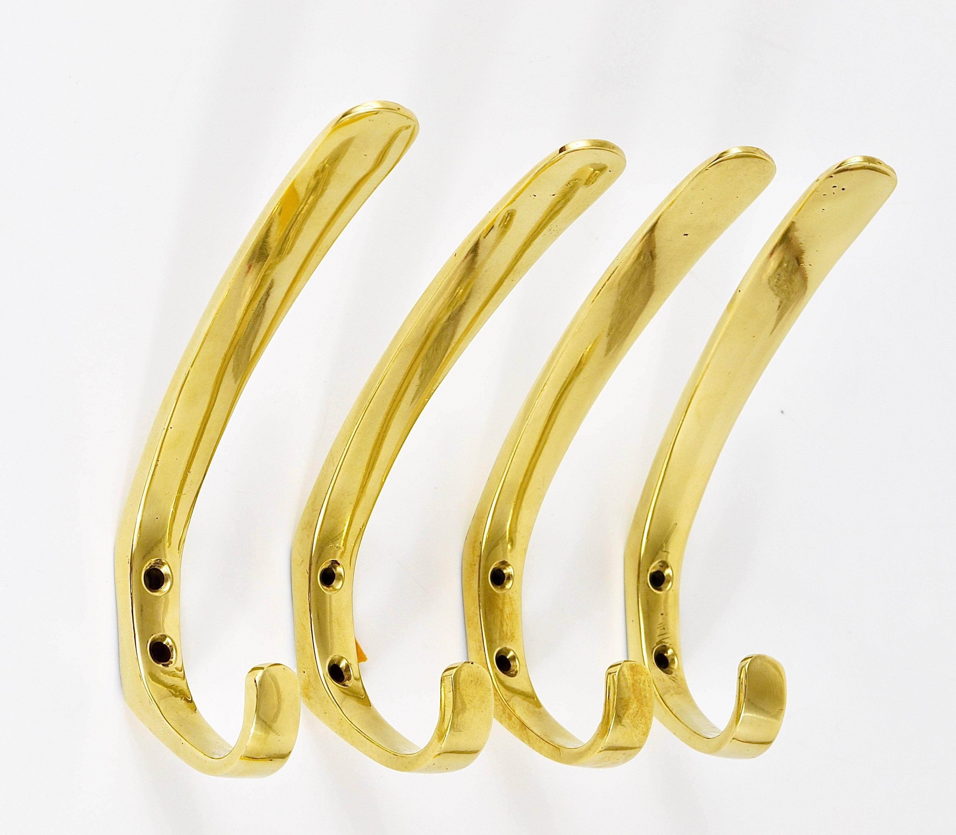 Up to Three Mid-Century Brass Wall Coat Hooks by Herta Baller, Austria, 1950s For Sale 1