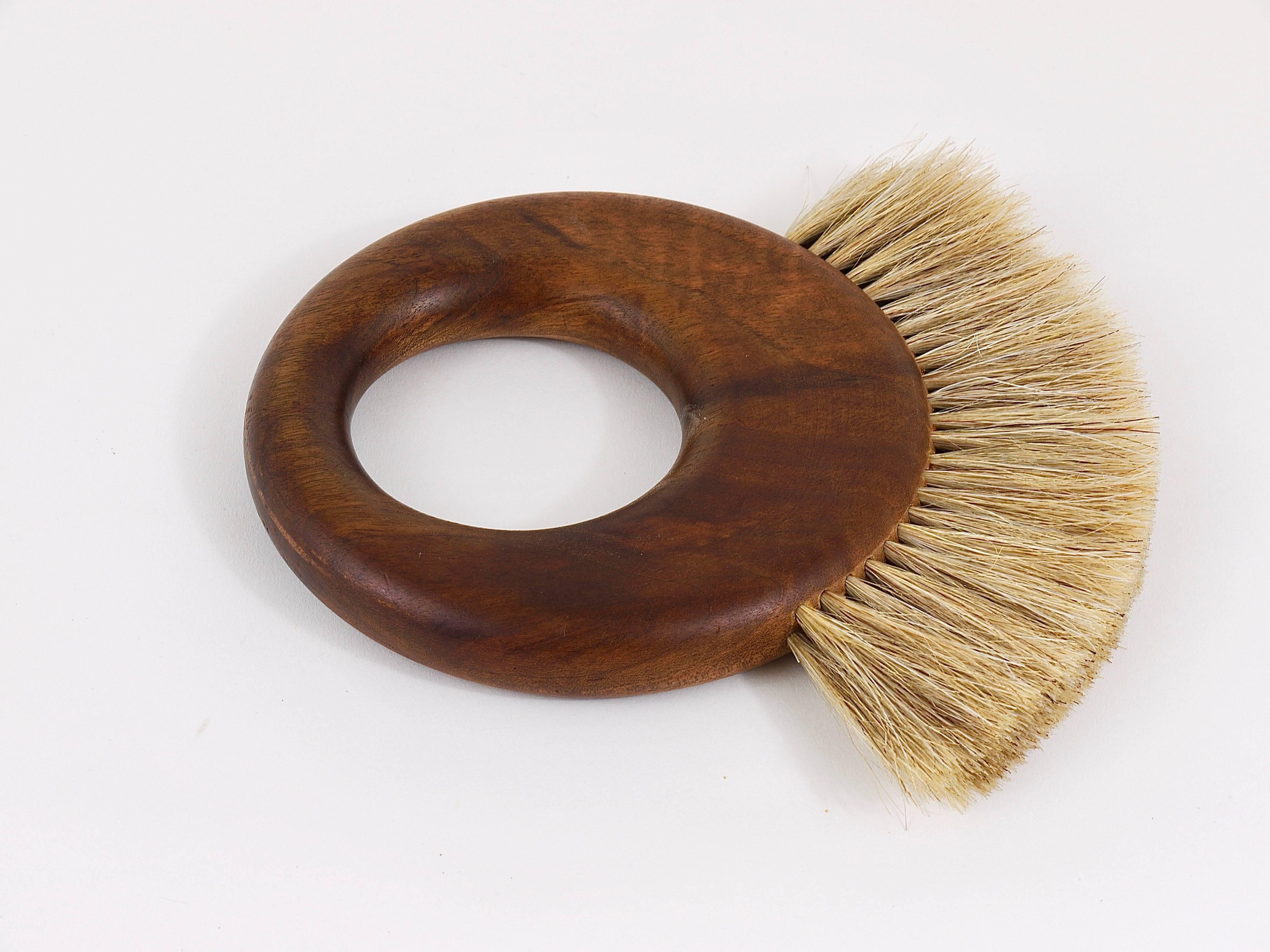 Mid-Century Modern Carl Aubock Mid-Century Walnut Ring Clothes Brush, Austria, 1950s