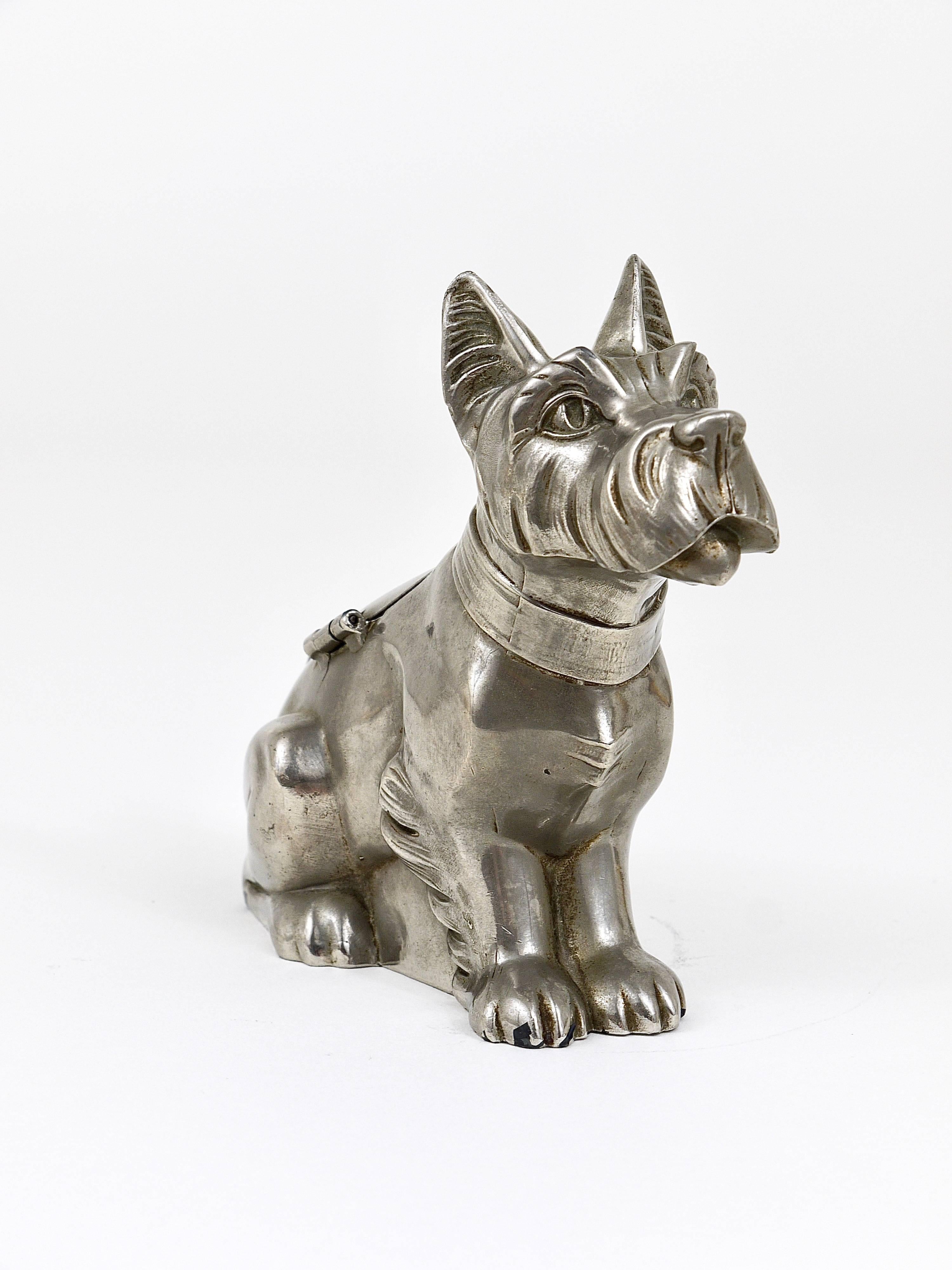 Art Deco Schnauzer Dog Money Box, Piggy Bank, Made of Tin, France, 1930s In Excellent Condition In Vienna, AT