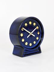 Gustavsberg Blue Enameled Table Clock by Britt-Lousie Sundell, 1970s, Sweden