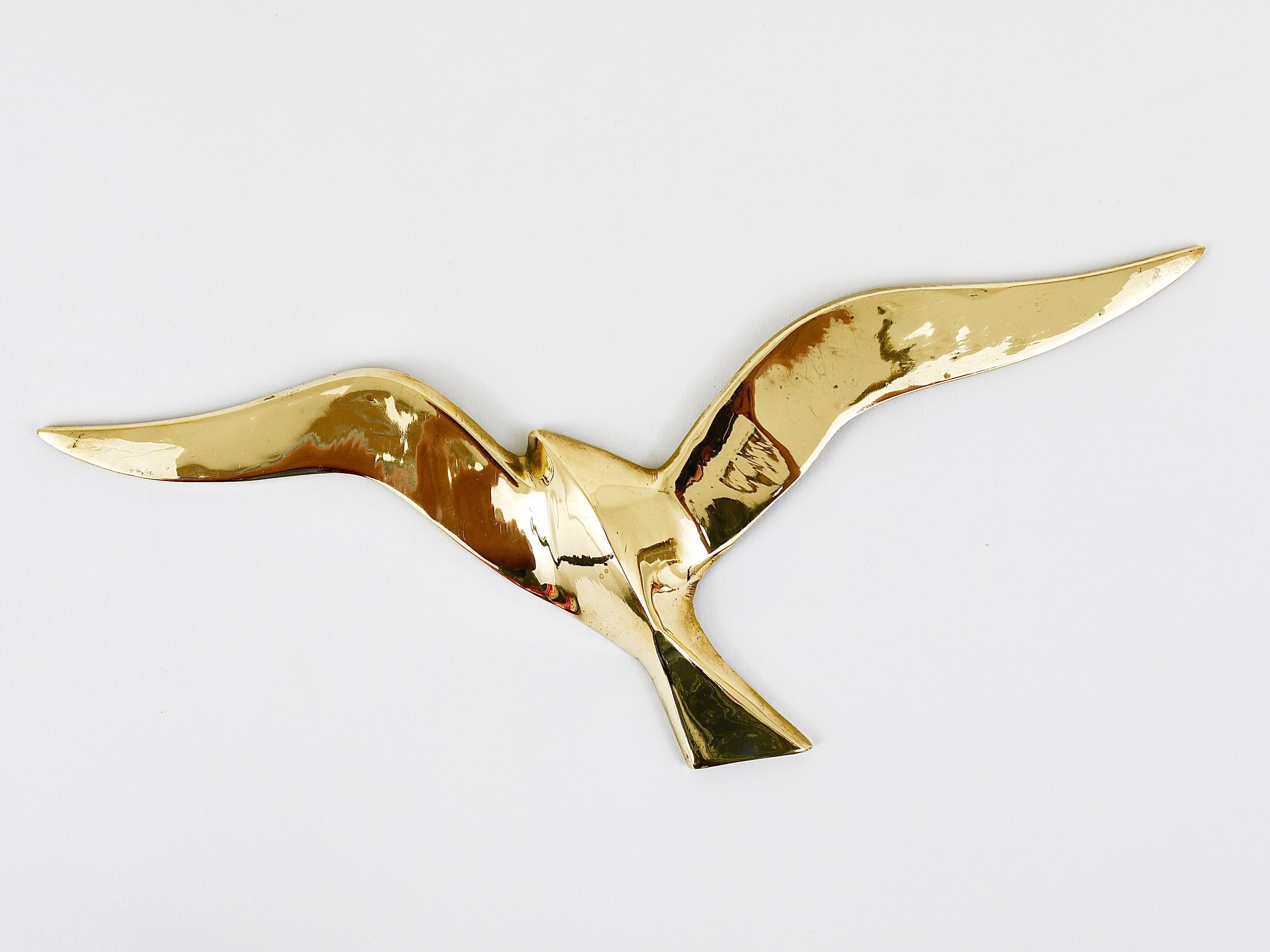 Five Wall-Mounted Mid-Century Seagull Bird Brass Sculptures, Austria, 1950s 4